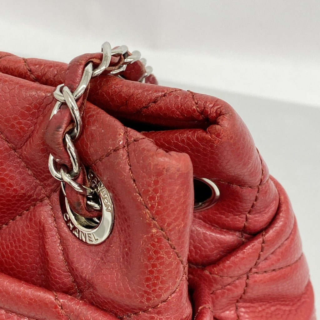 Chanel Red Color Grained Calfskin Tote Bag