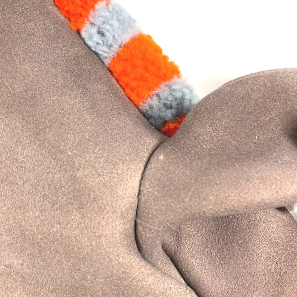 Fendi Gray Orange Angora Warm Gloves