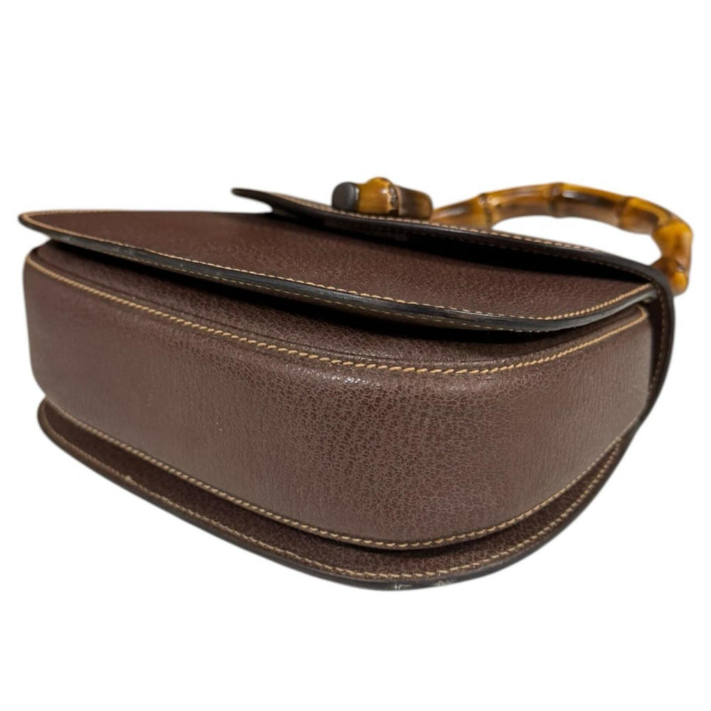 Gucci Bamboo Brown Bamboo Leather Shoulder Bag (Pre-Owned)