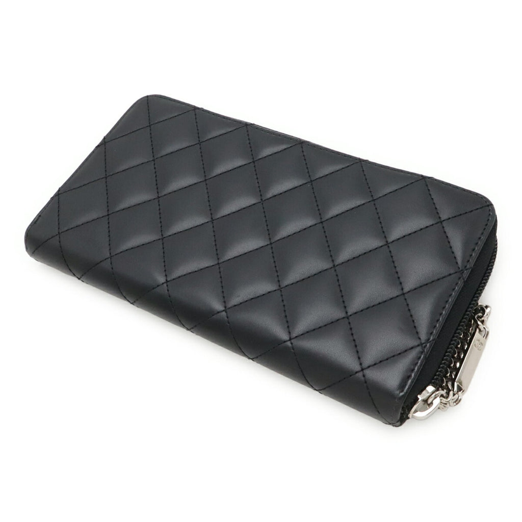 Chanel Black Pink Leather Long Wallet (Bi-Fold)