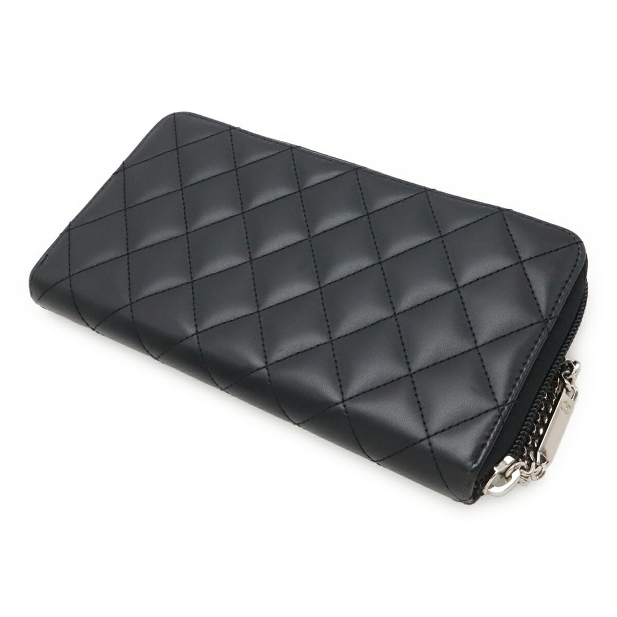 Chanel Black Pink Leather Long Wallet (Bi-Fold)