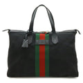Gucci Black Green Red Color Nylon Canvas Leather Shoulder Bag Tote Bag (Pre-Owned)