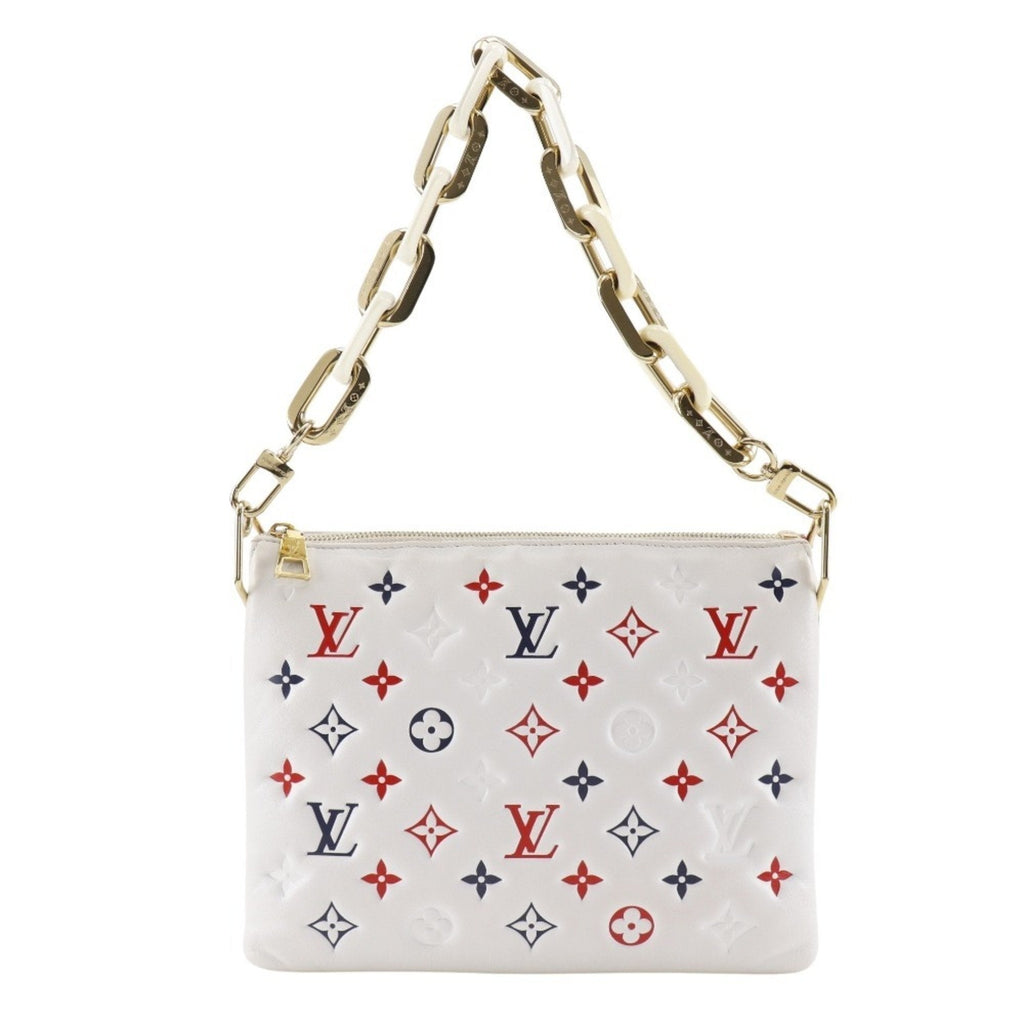 Louis Vuitton Navy Red Color White Leather Shoulder Bag