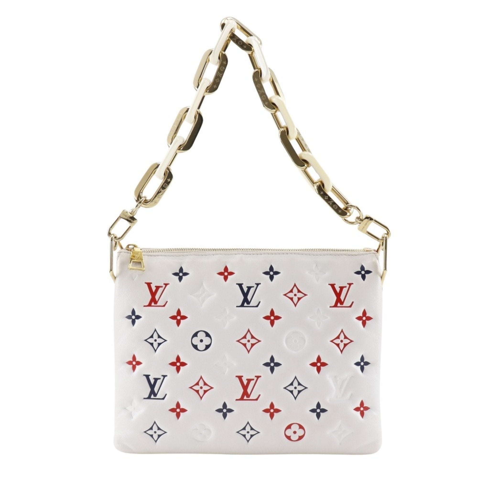 Louis Vuitton Navy Red Color White Leather Shoulder Bag
