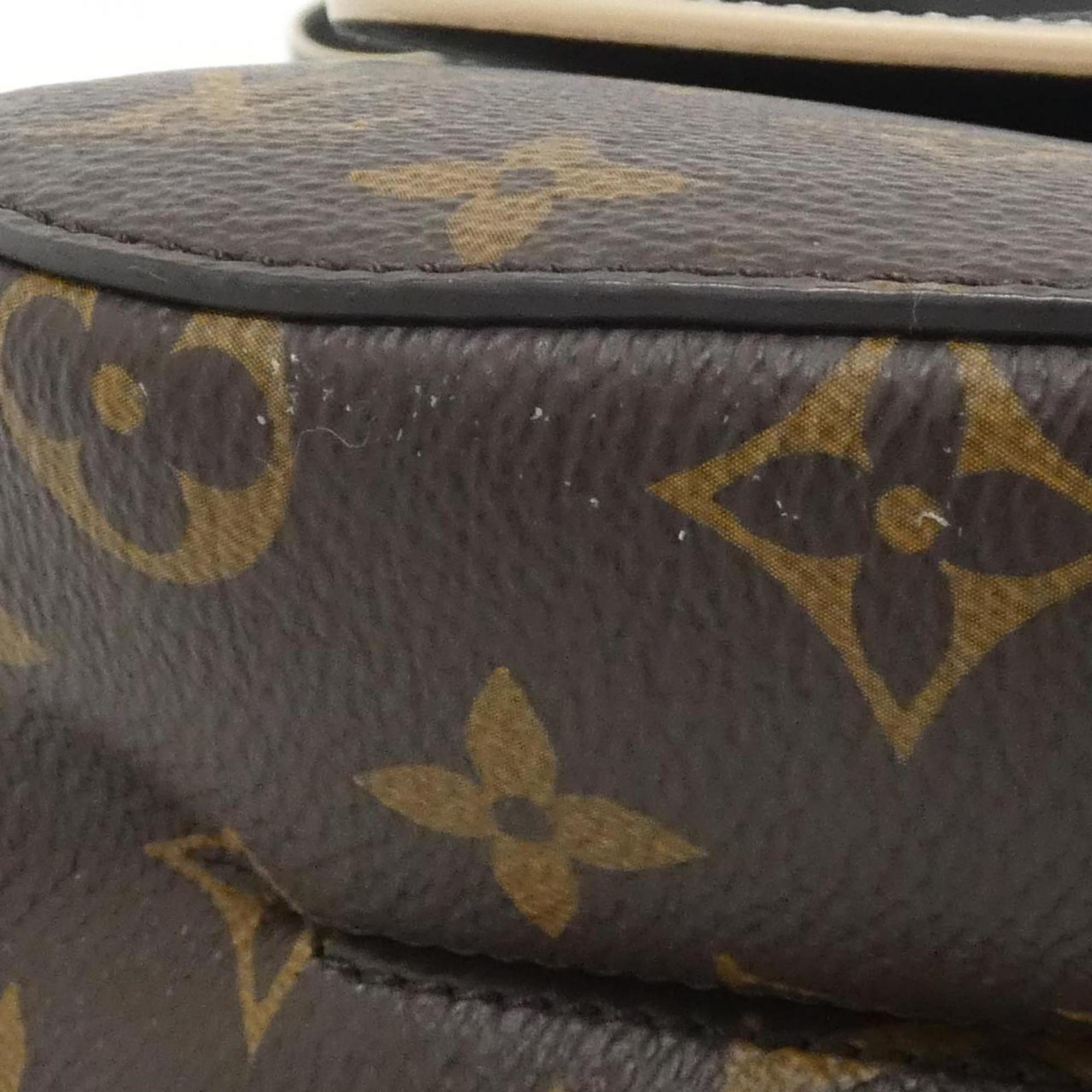 Louis Vuitton Black Brown Coated Canvas Leather Handbag