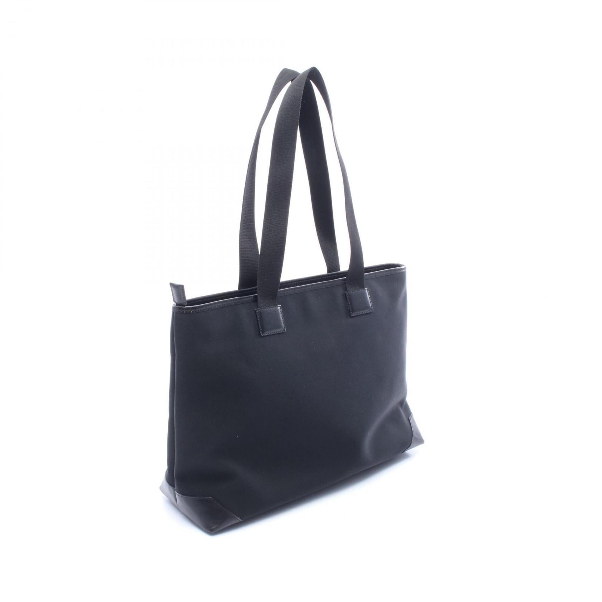 Gucci Black Canvas Leather Handbag Tote Bag (Pre-Owned)