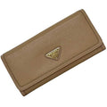 Prada Beige Leather Long Wallet (Bi-Fold)