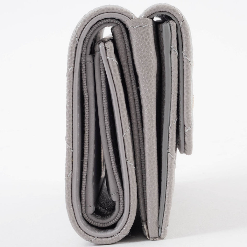 Chanel Grayish Leather Wallet (Tri-Fold)
