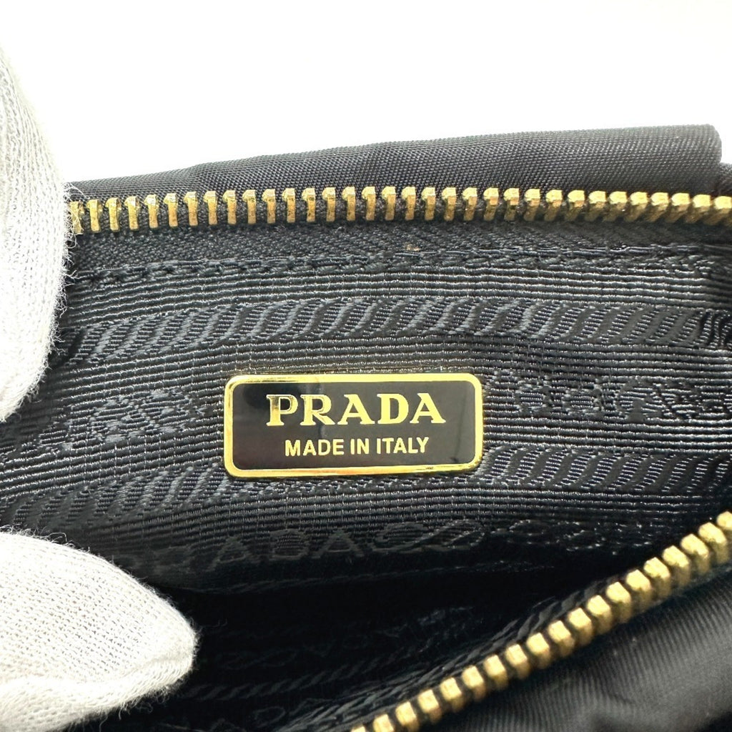 Prada Black Leather Nylon Pouch