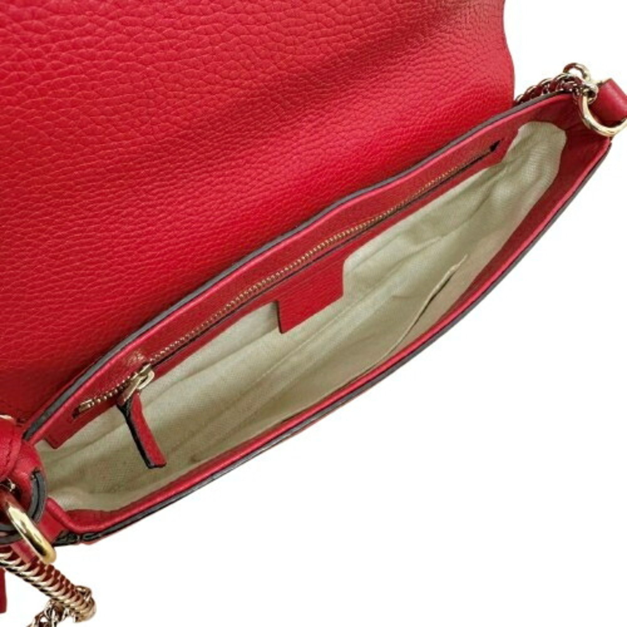 Gucci Soho Red Color Leather Shoulder Bag (Pre-Owned)