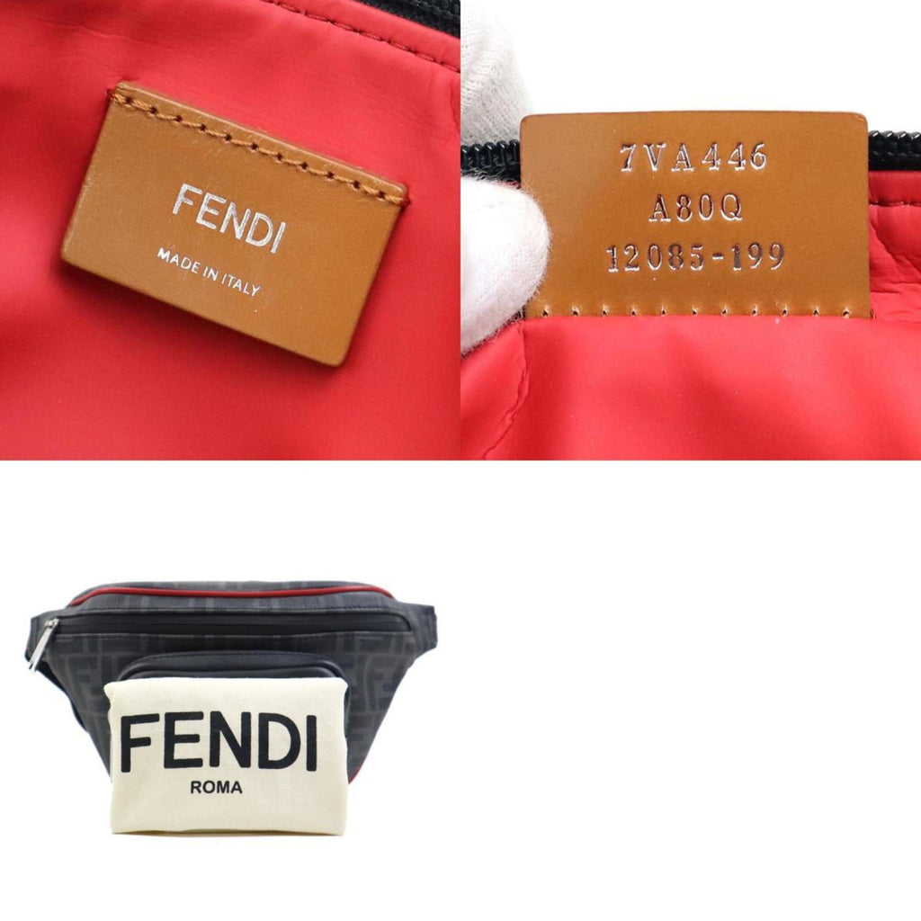 Fendi Black Red Color Leather Fanny Pack