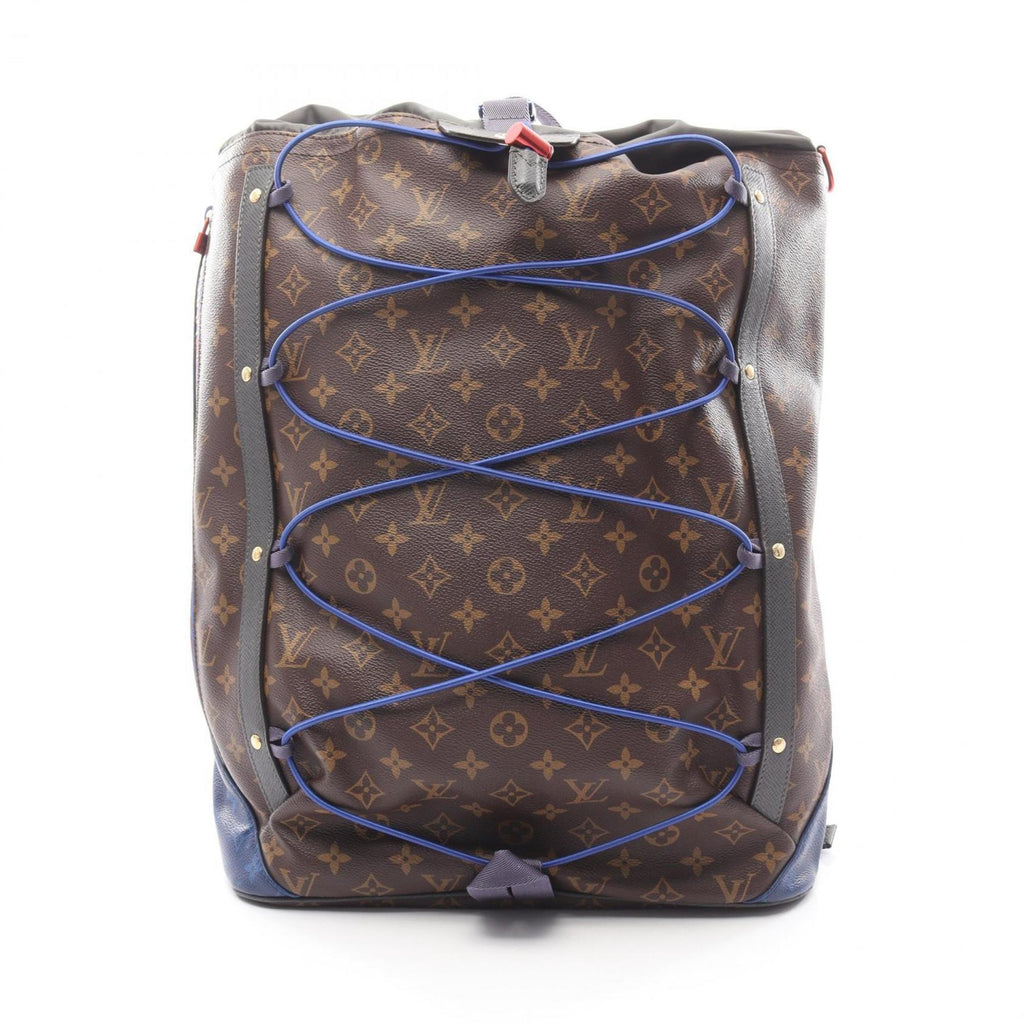 Louis Vuitton Black Blue Brown Monogram Pvc Coated Canvas Leather Backpack