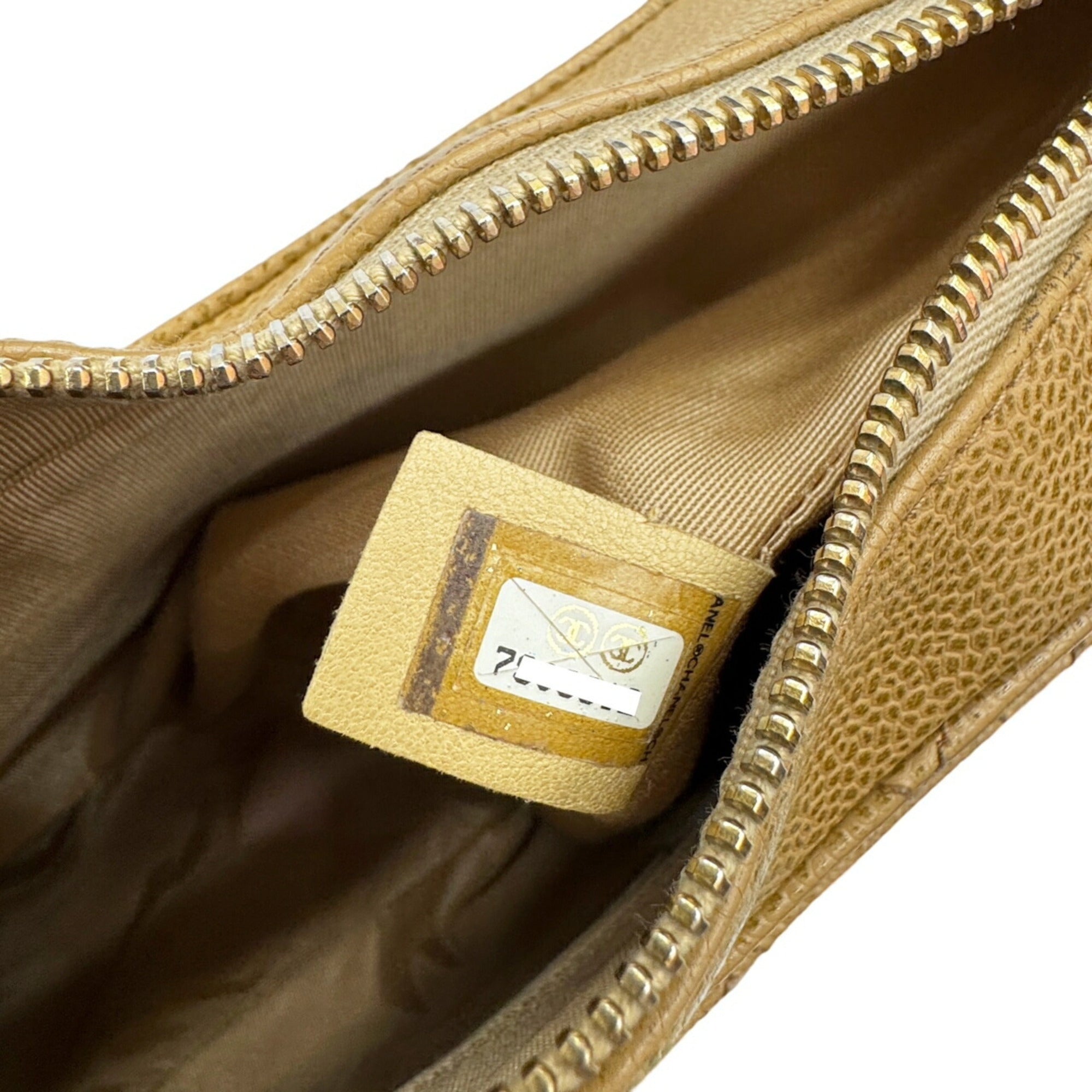 Chanel Beige Grained Calfskin Shoulder Bag