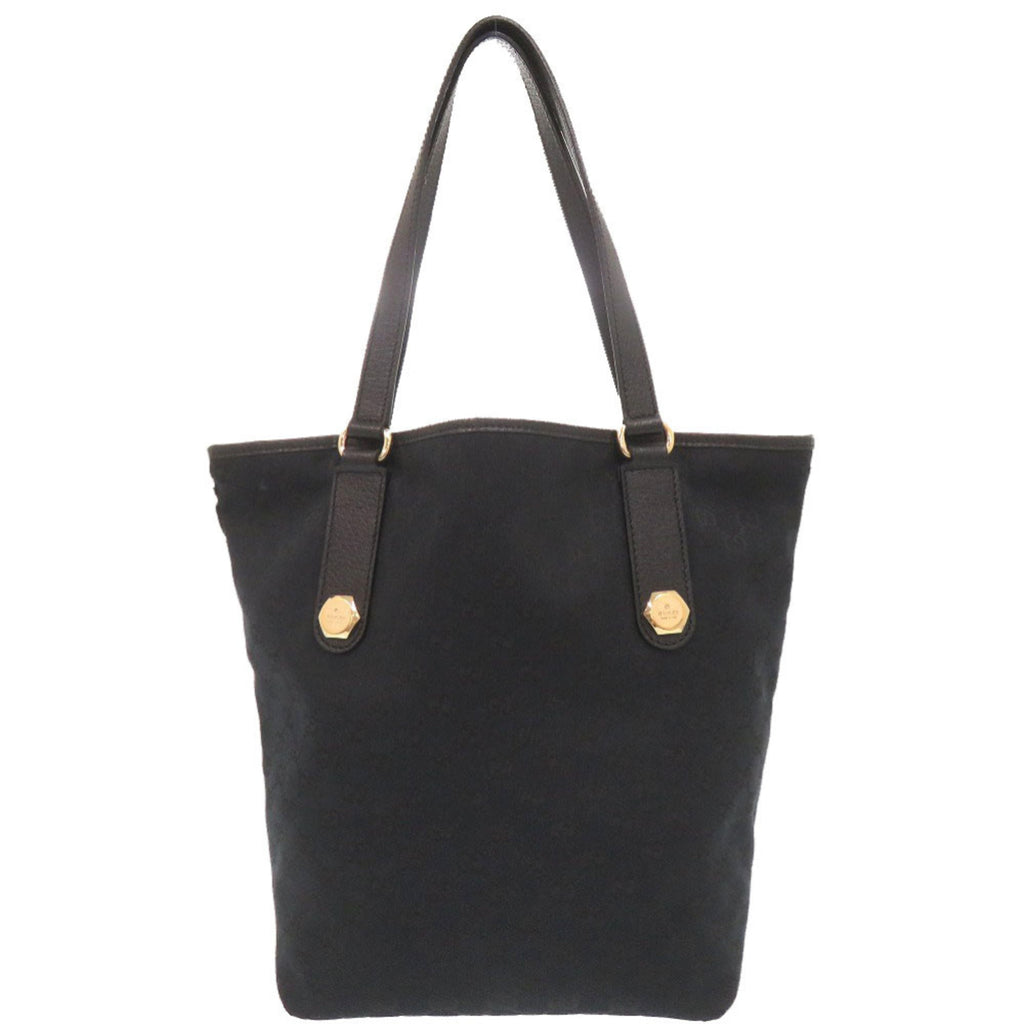 Gucci Black Gg Canvas Leather Tote Bag (Pre-Owned)
