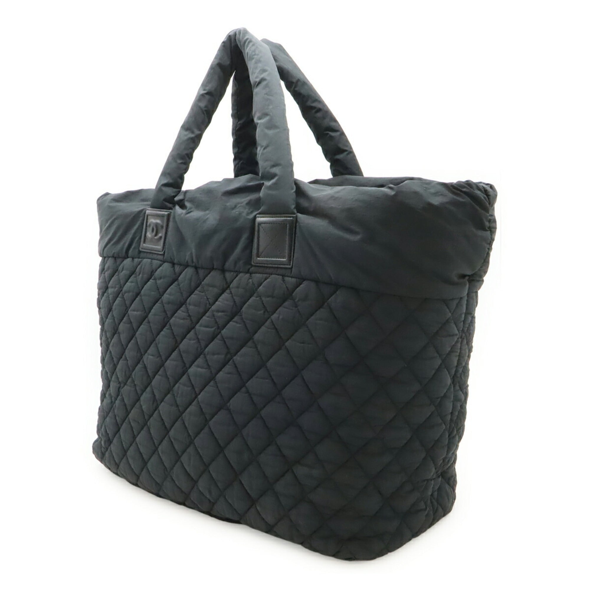 Chanel Black Nylon Leather Shoulder Bag Tote Bag