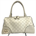 Gucci Beige Gg Leather Boston Bag Handbag (Pre-Owned)