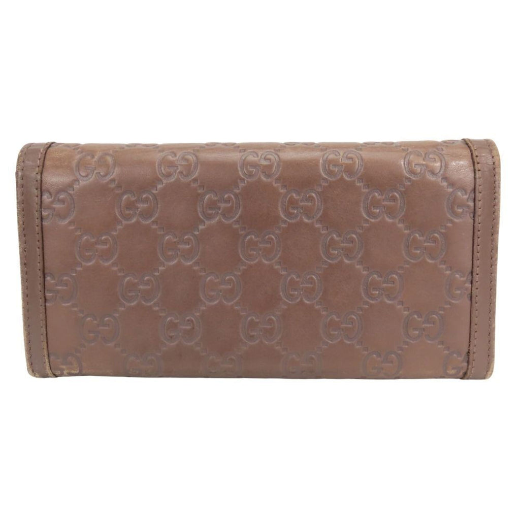 Gucci Brown Leather Long Wallet (Bi-Fold) (Pre-Owned)