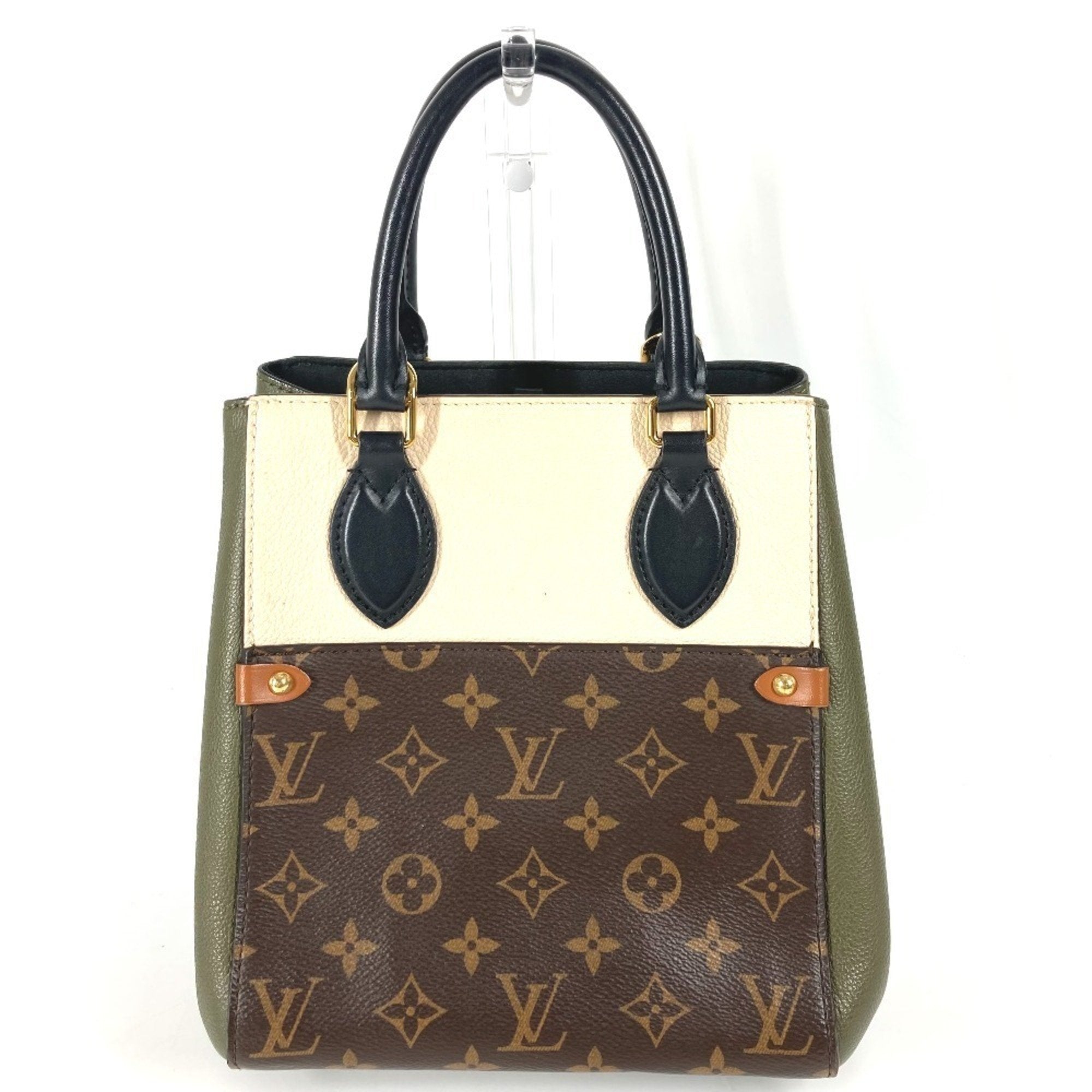 Louis Vuitton Brown Khaki Monogram White Monogram Handbag Tote Bag