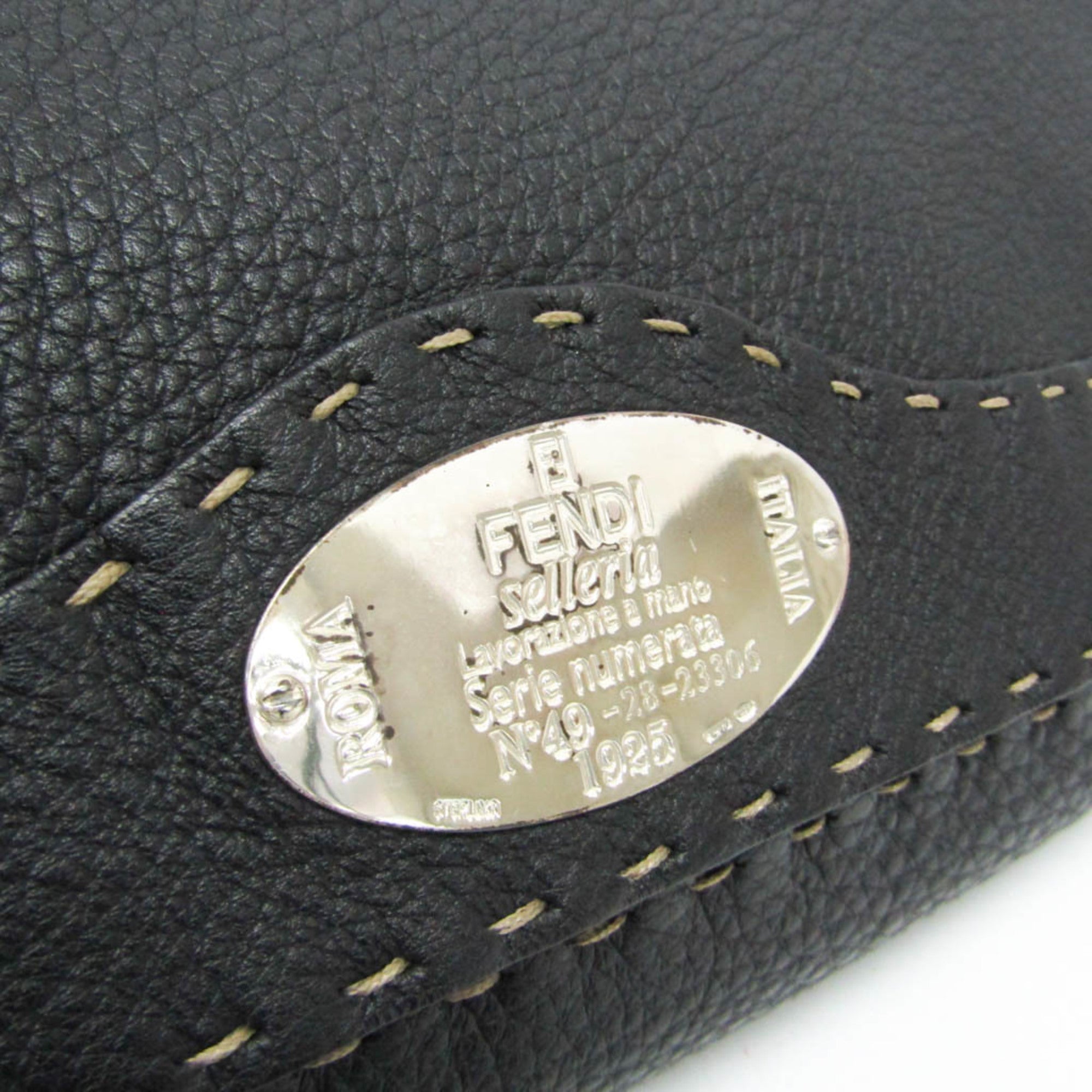Fendi Selleria Black Leather Messenger Bag Shoulder Bag