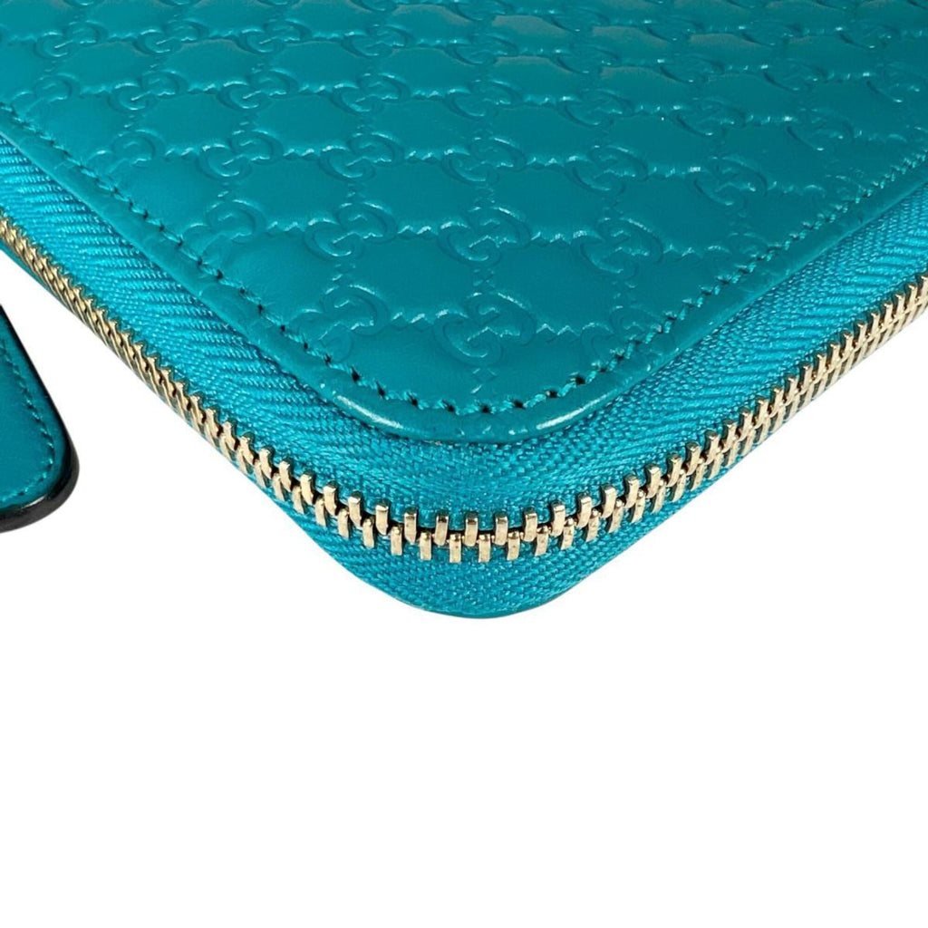 Gucci Microguccissima Blue Leather Long Wallet (Bi-Fold) (Pre-Owned)