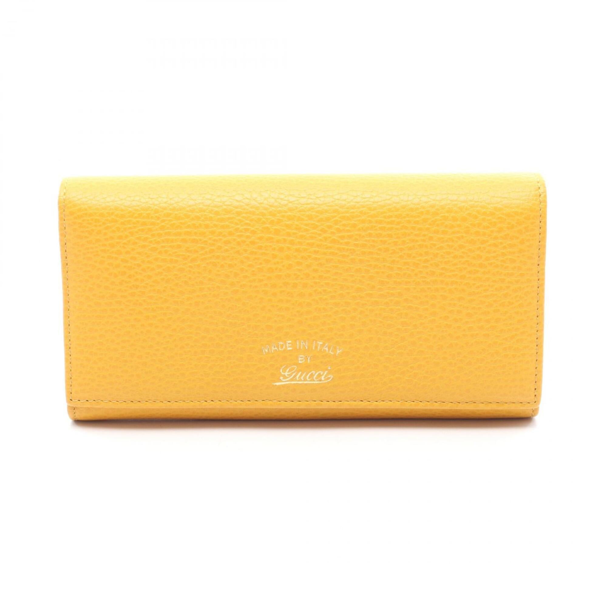 Gucci Yellow Leather Long Wallet (Bi-Fold) (Pre-Owned)
