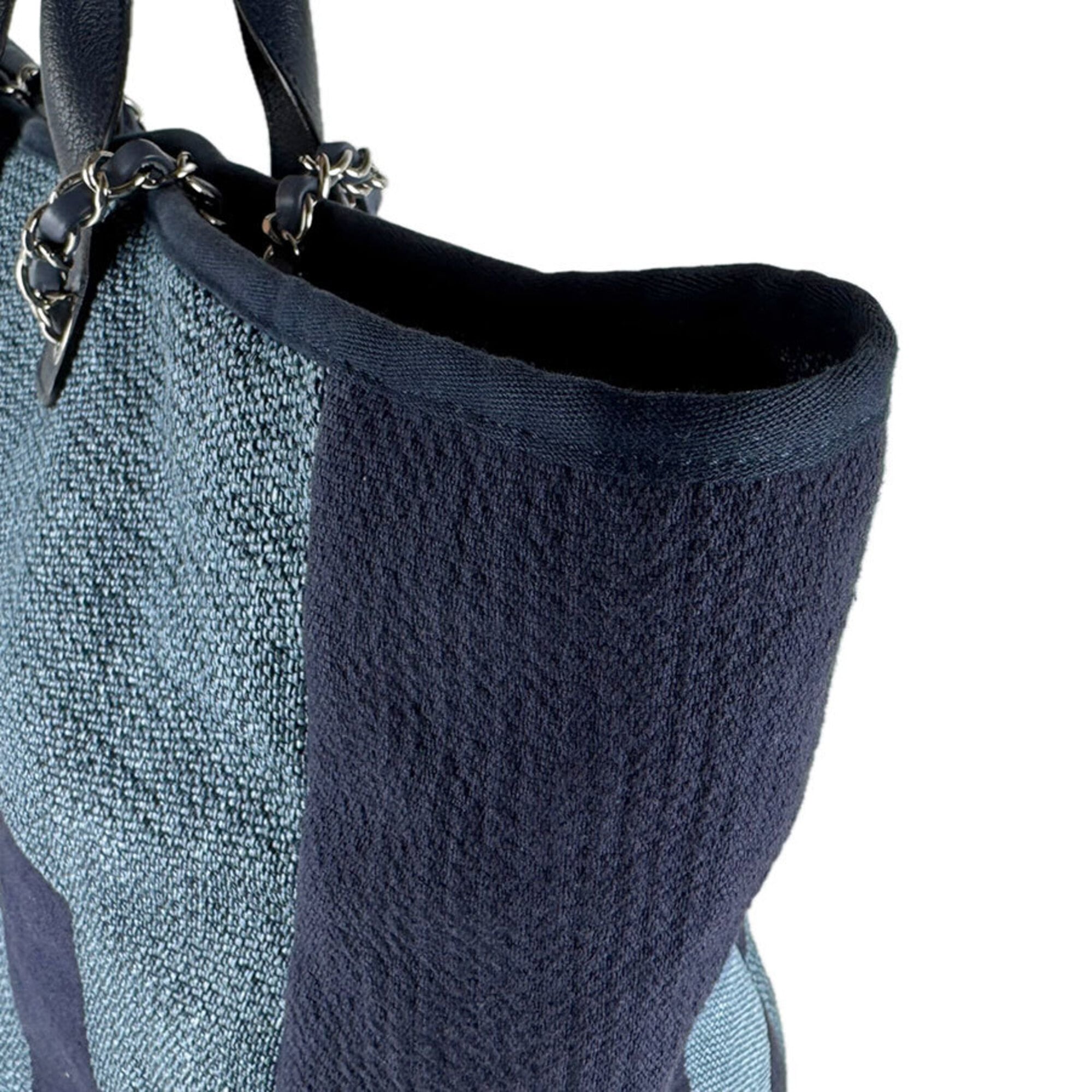 Chanel Blue Raffia Canvas Shoulder Bag Tote Bag