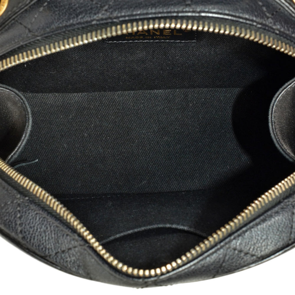 Chanel Black Leather Handbag Shoulder Bag Vanity Bag