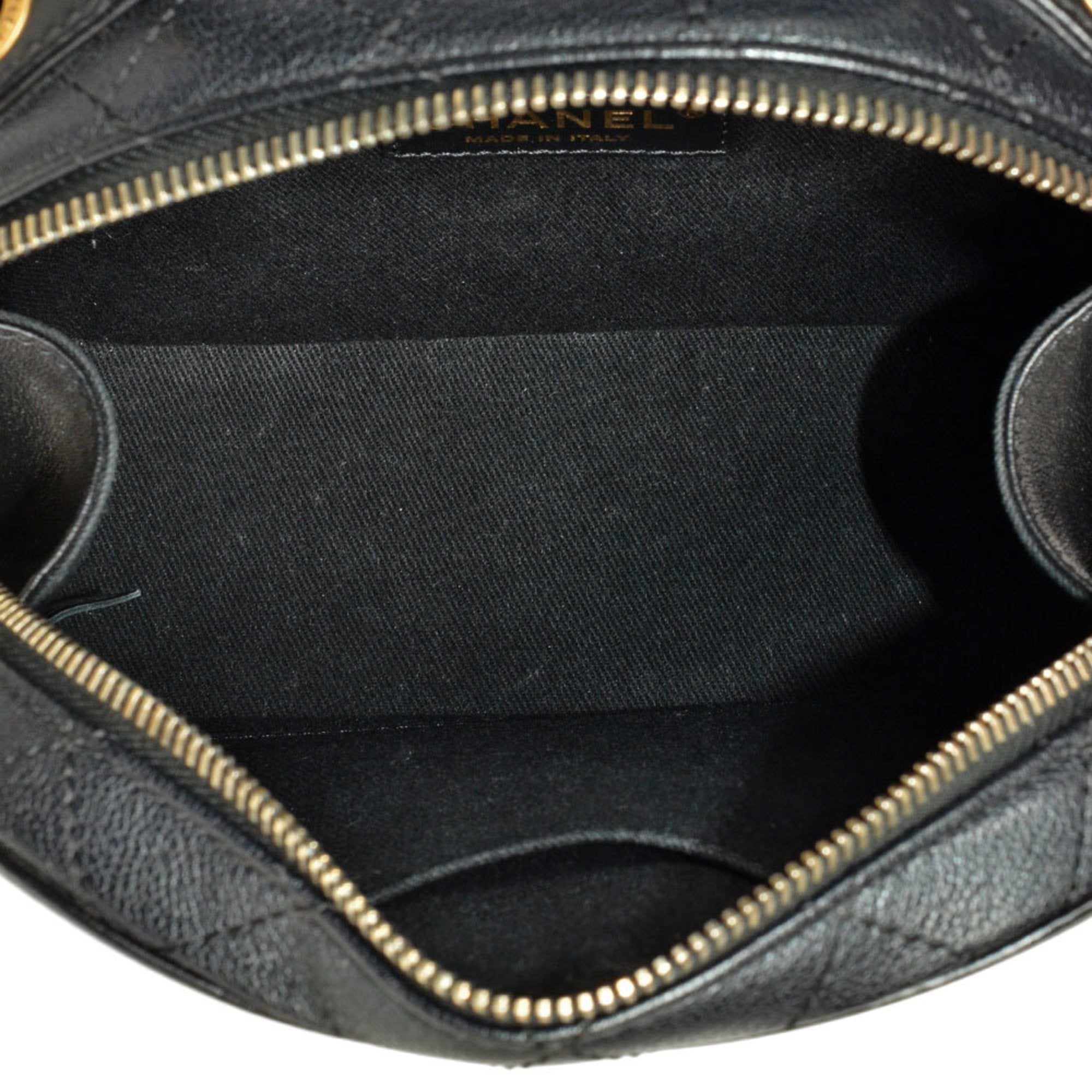 Chanel Black Leather Handbag Shoulder Bag Vanity Bag