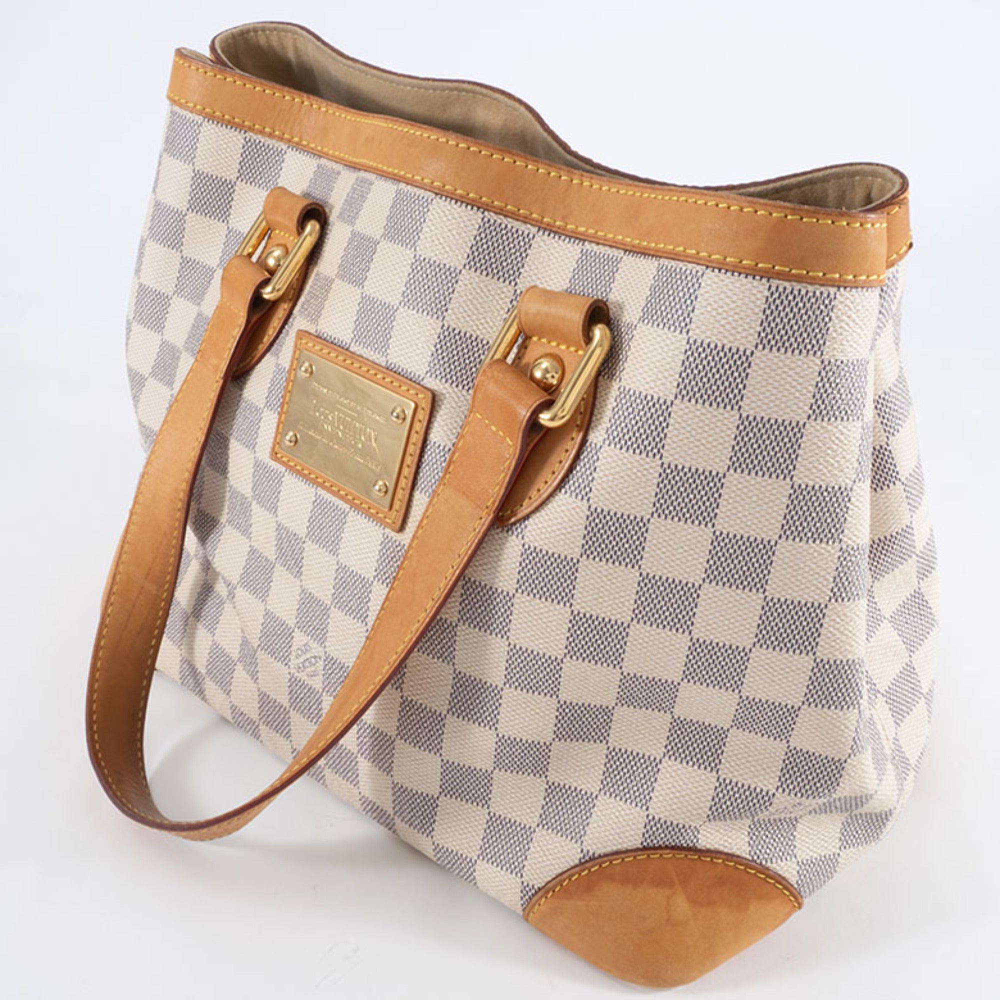 Louis Vuitton Beige Ivory White Canvas Damier Azur Handbag