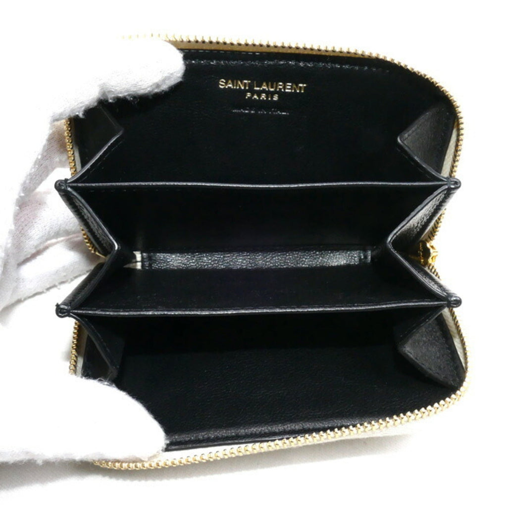 Saint Laurent Ivory Leather Coin Purse/Coin Case (Pre-Owned)