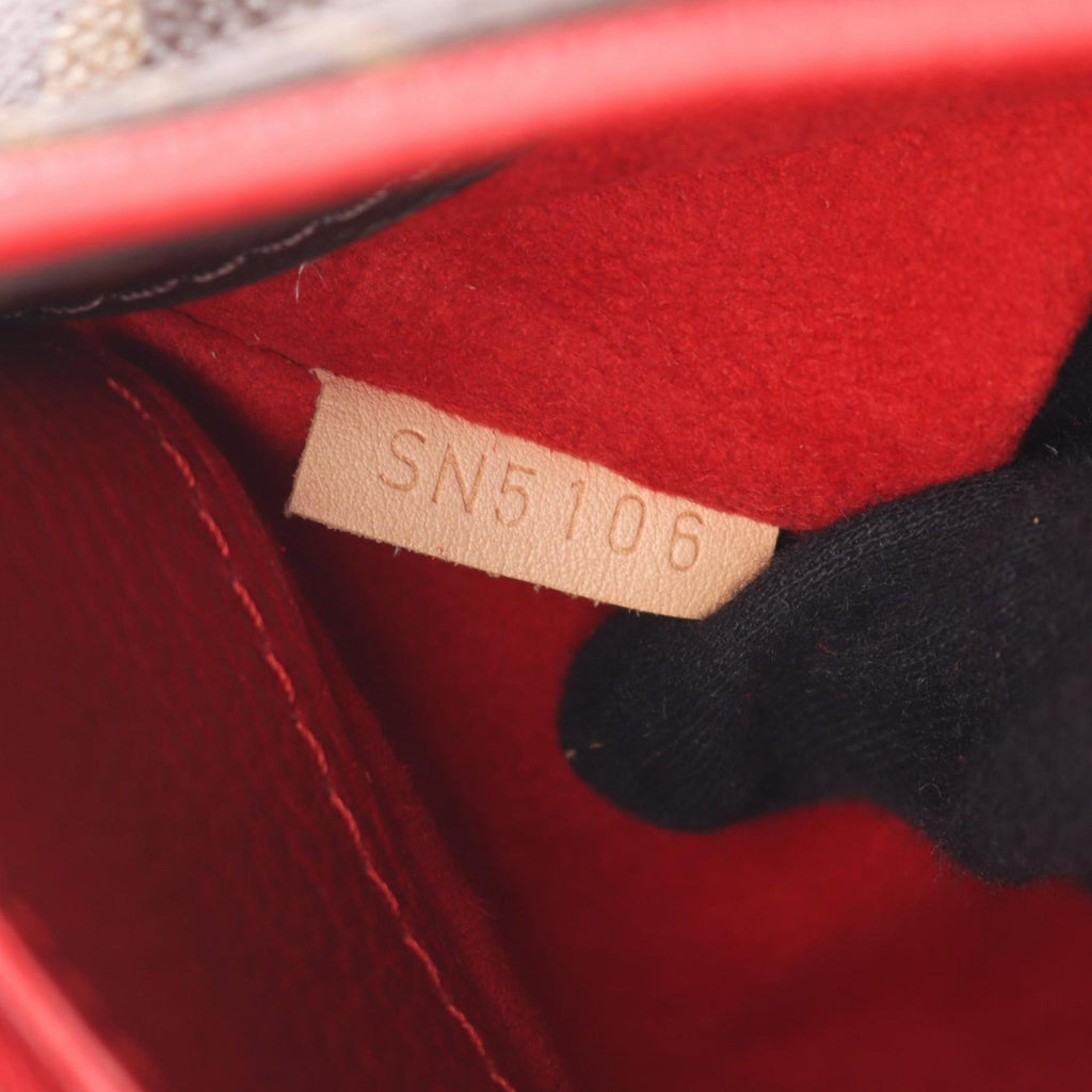 Louis Vuitton Brown Cerise Red Color Coated Canvas Leather Handbag
