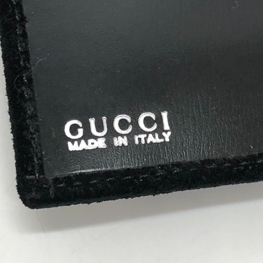 Gucci Black Suede Leather Long Wallet (Bi-Fold) (Pre-Owned)