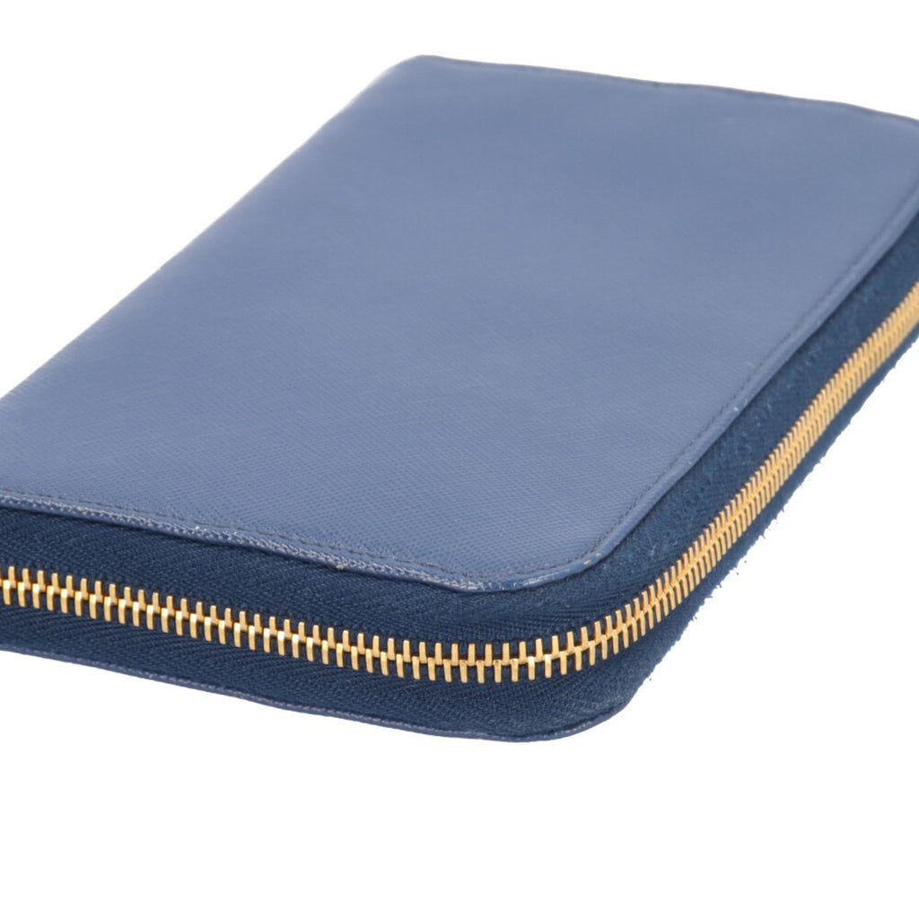 Prada Blue Leather Long Wallet (Bi-Fold)
