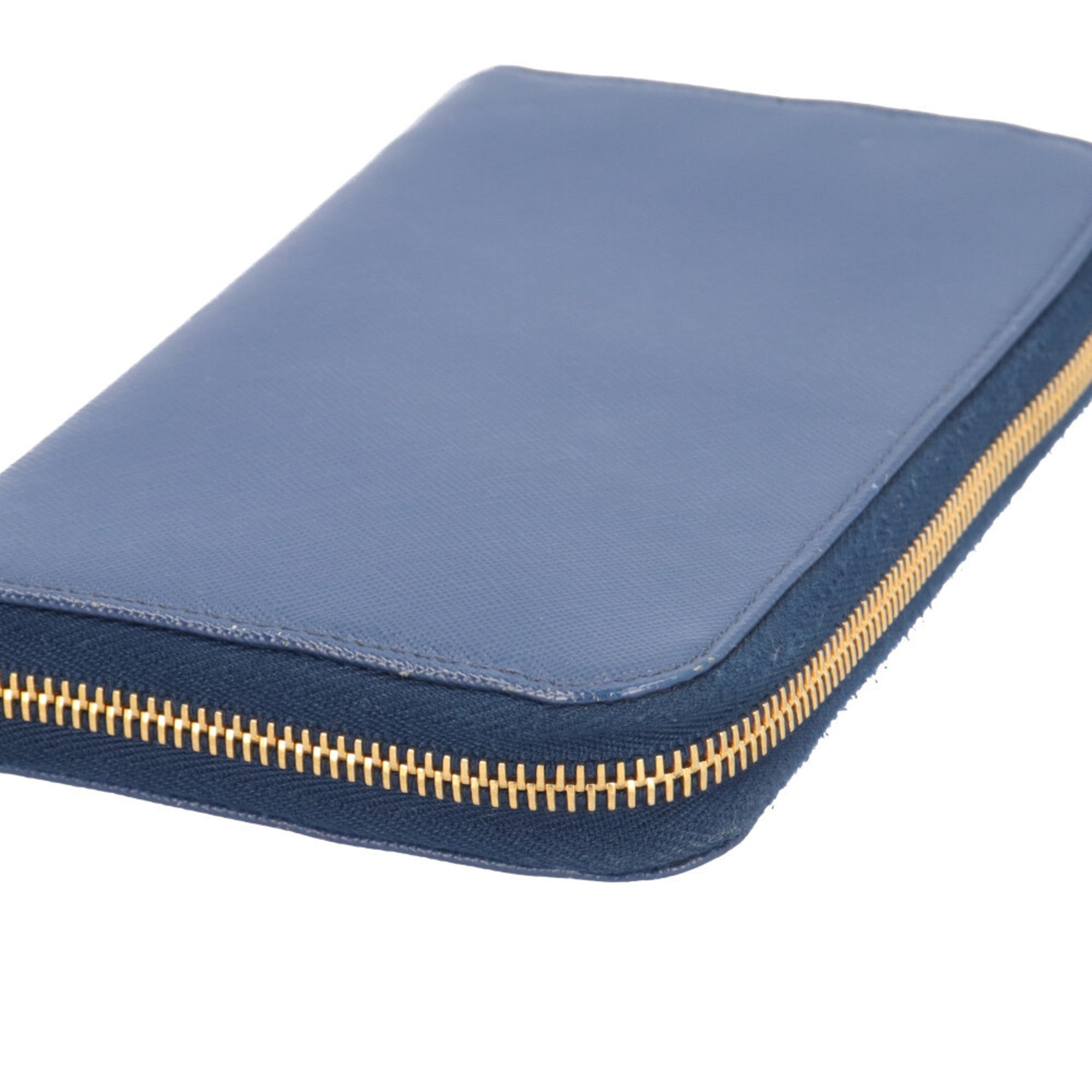 Prada Blue Leather Long Wallet (Bi-Fold)