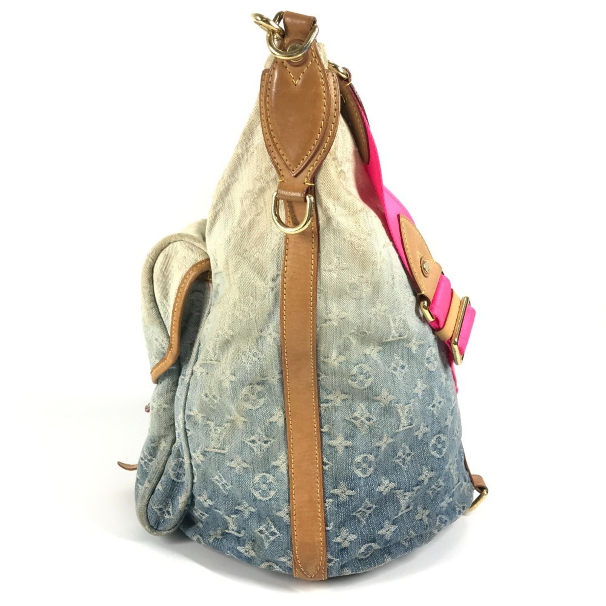 Louis Vuitton Monogram Denim Blue Pink Monogram Denim Shoulder Bag