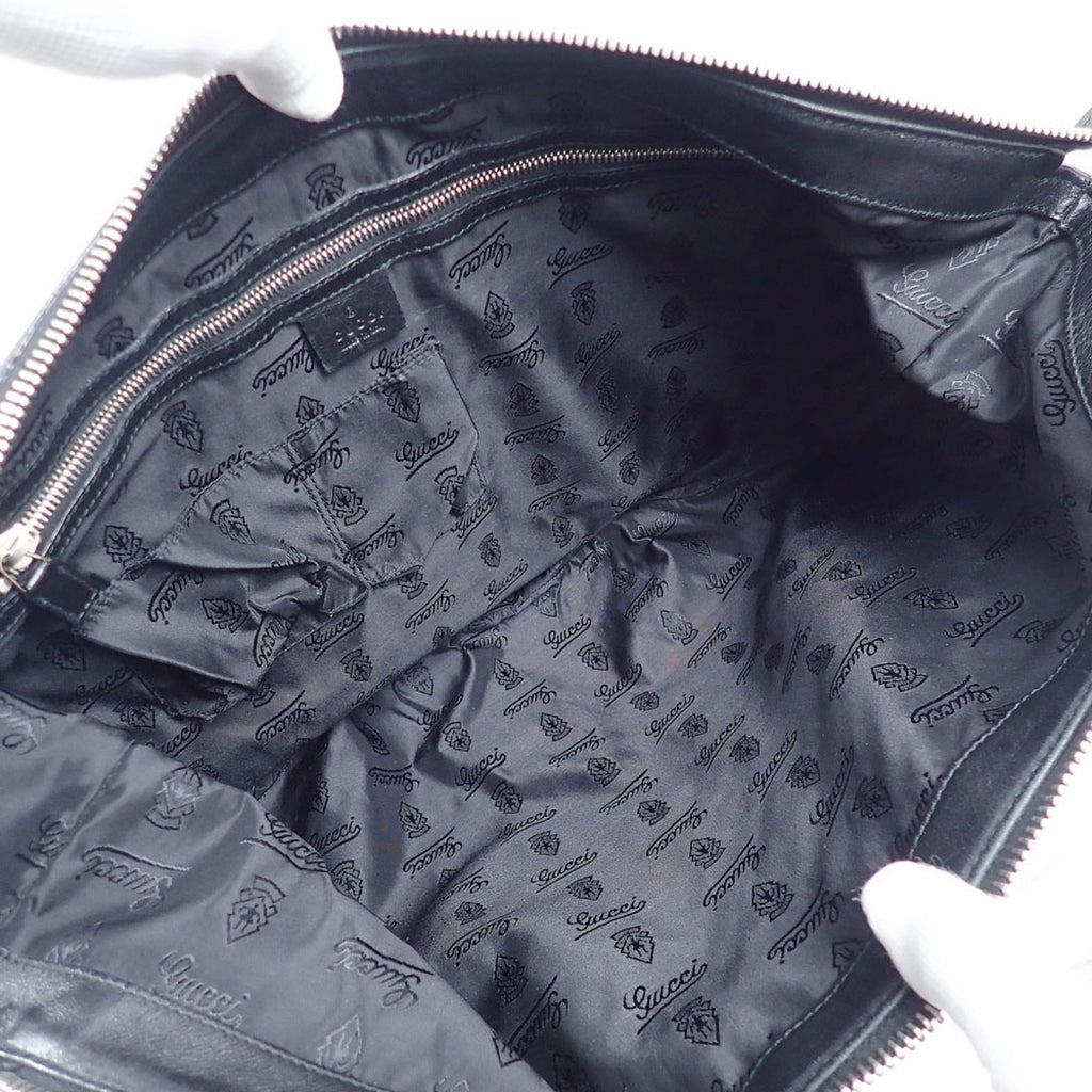 Gucci Black Leather Canvas Shoulder Bag (Pre-Owned)