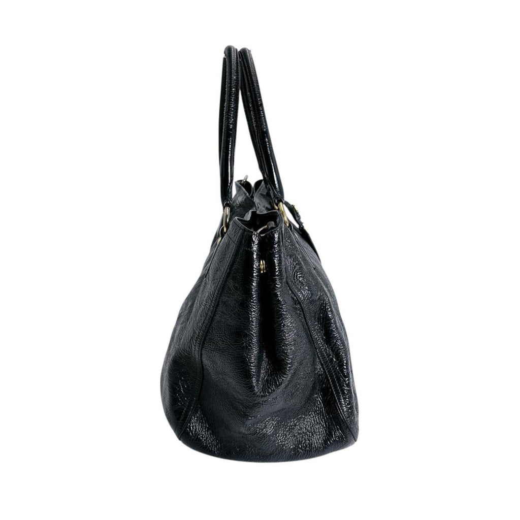 Prada Black Patent Leather Shoulder Bag Tote Bag