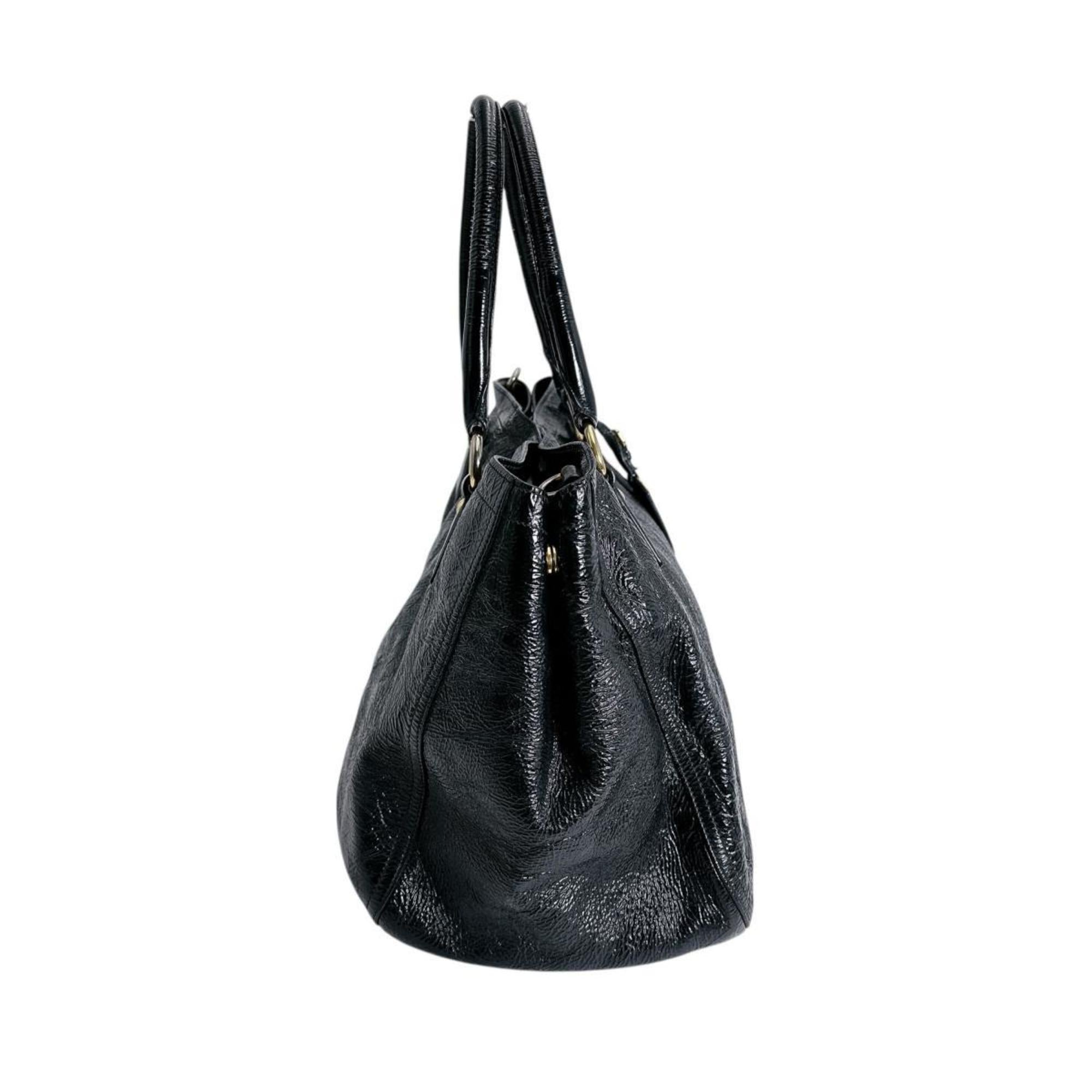 Prada Black Patent Leather Shoulder Bag Tote Bag
