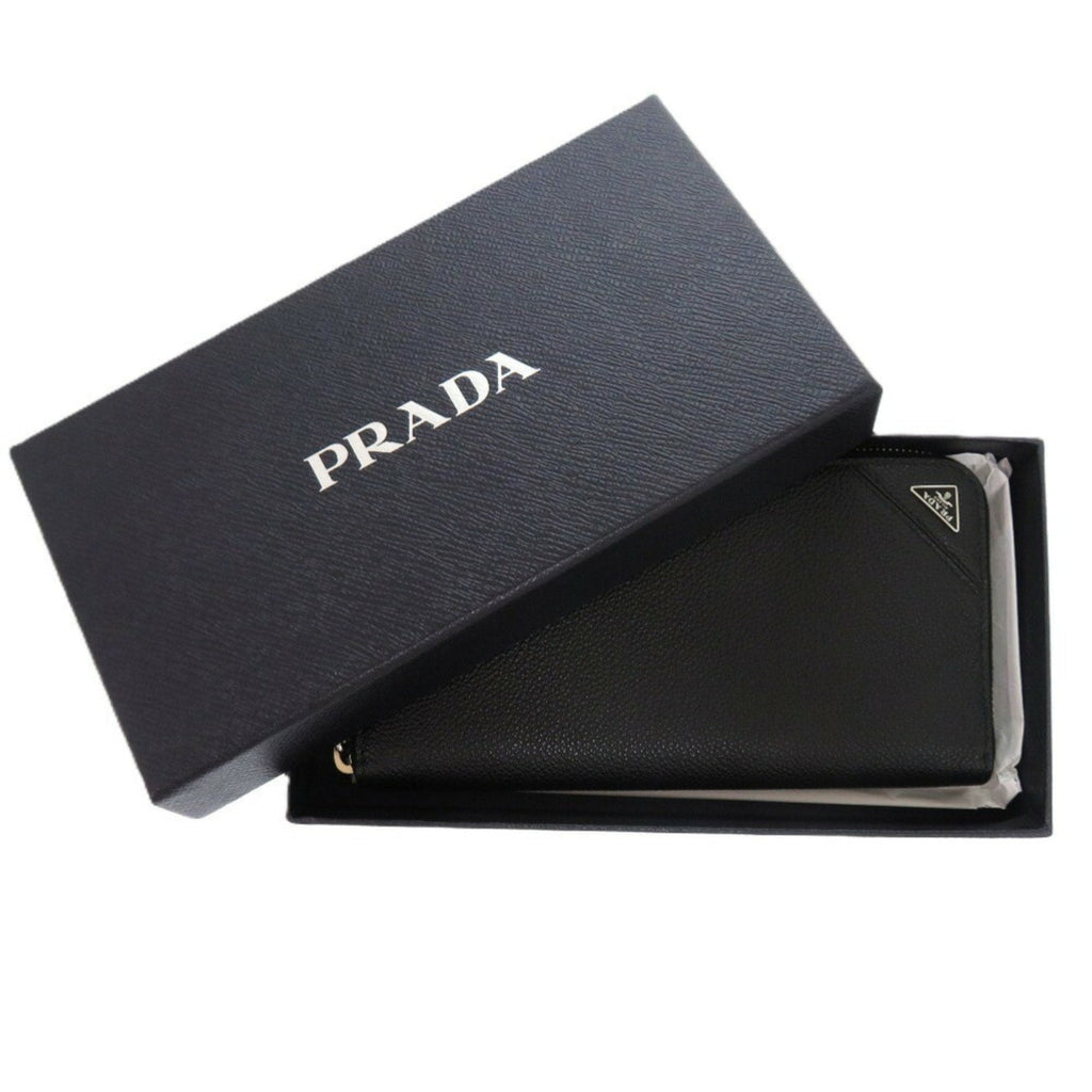 Prada Black Leather Long Wallet (Bi-Fold)