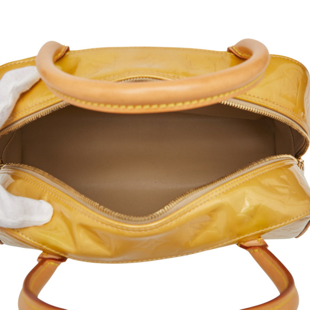 Louis Vuitton Beige Yellow Patent Leather Boston Bag Handbag