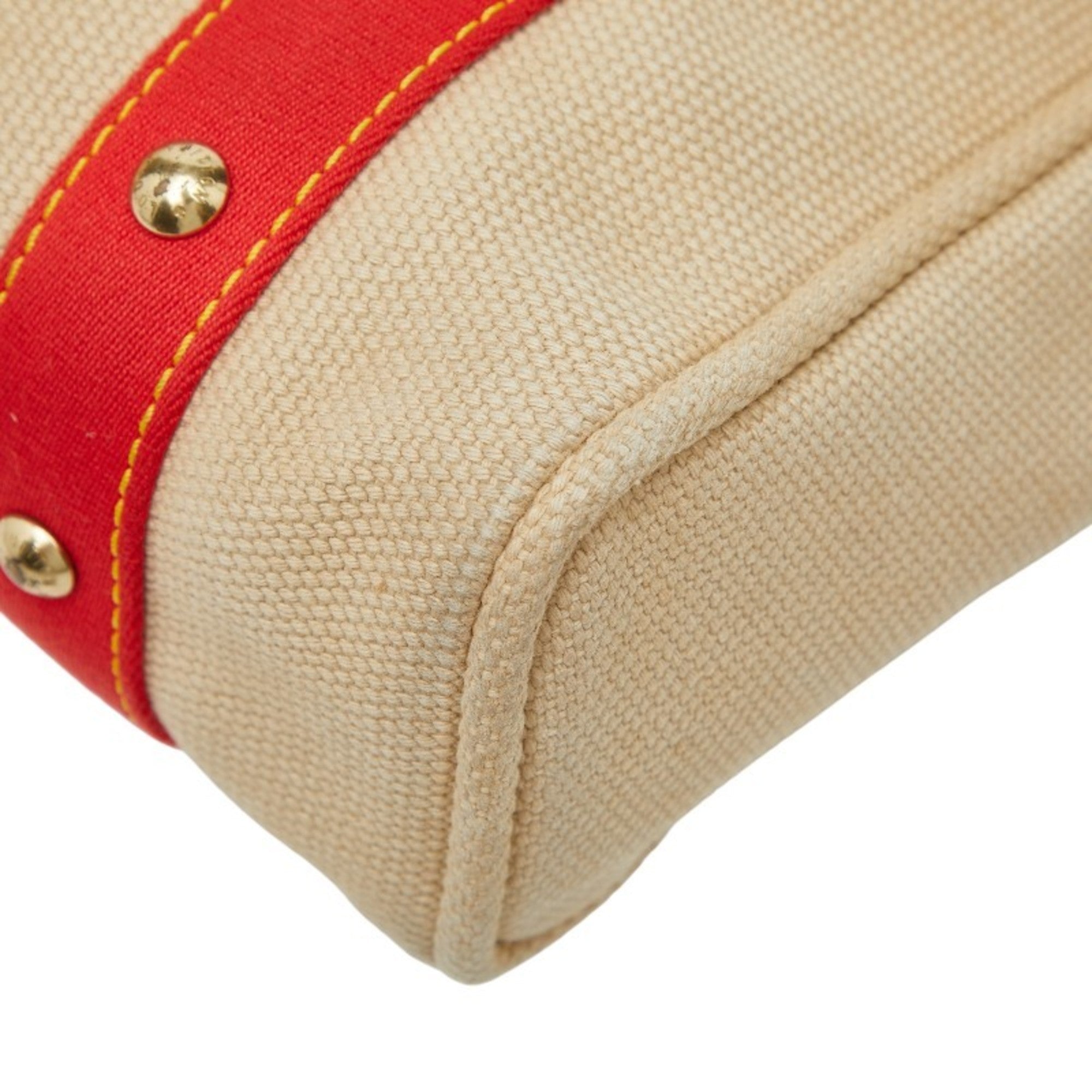 Louis Vuitton Beige Red Color Canvas Tote Bag