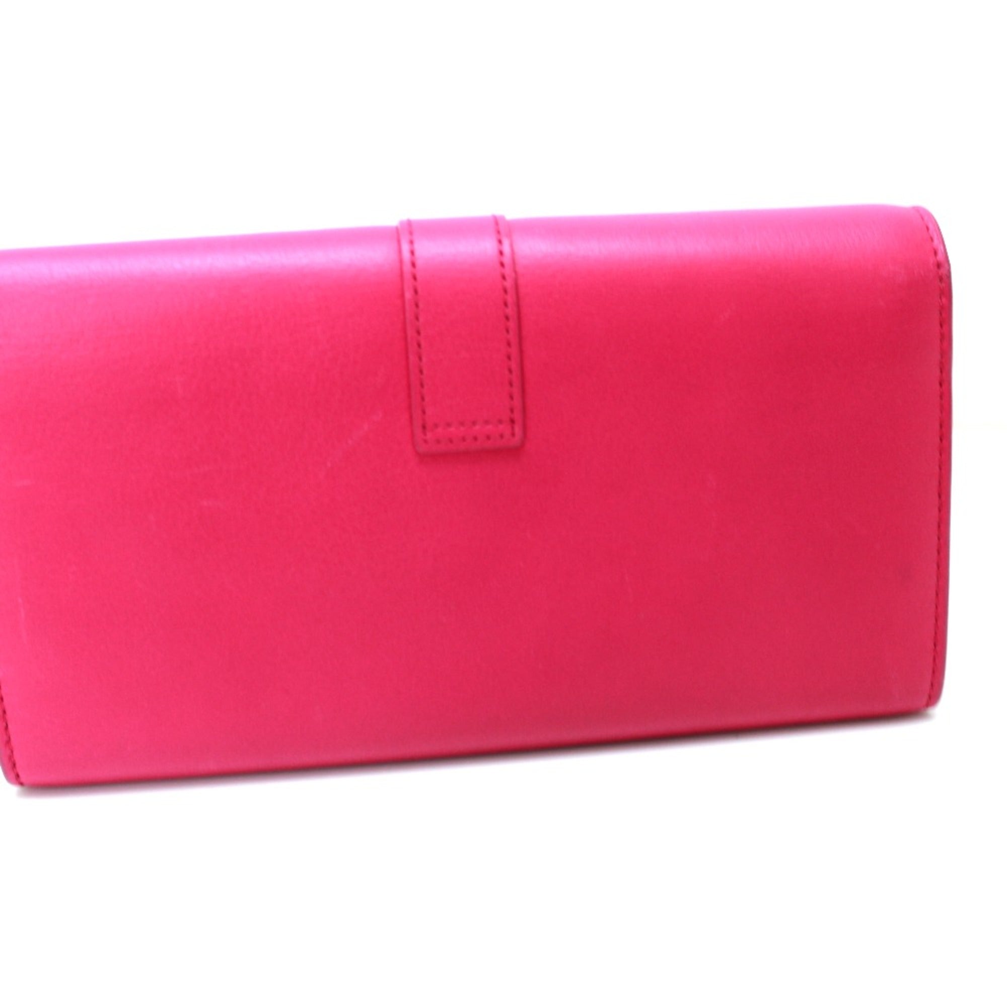 Saint Laurent Pink Leather Long Wallet (Bi-Fold) (Pre-Owned)