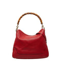 Gucci Bamboo Red Color Leather Handbag Shoulder Bag (Pre-Owned)