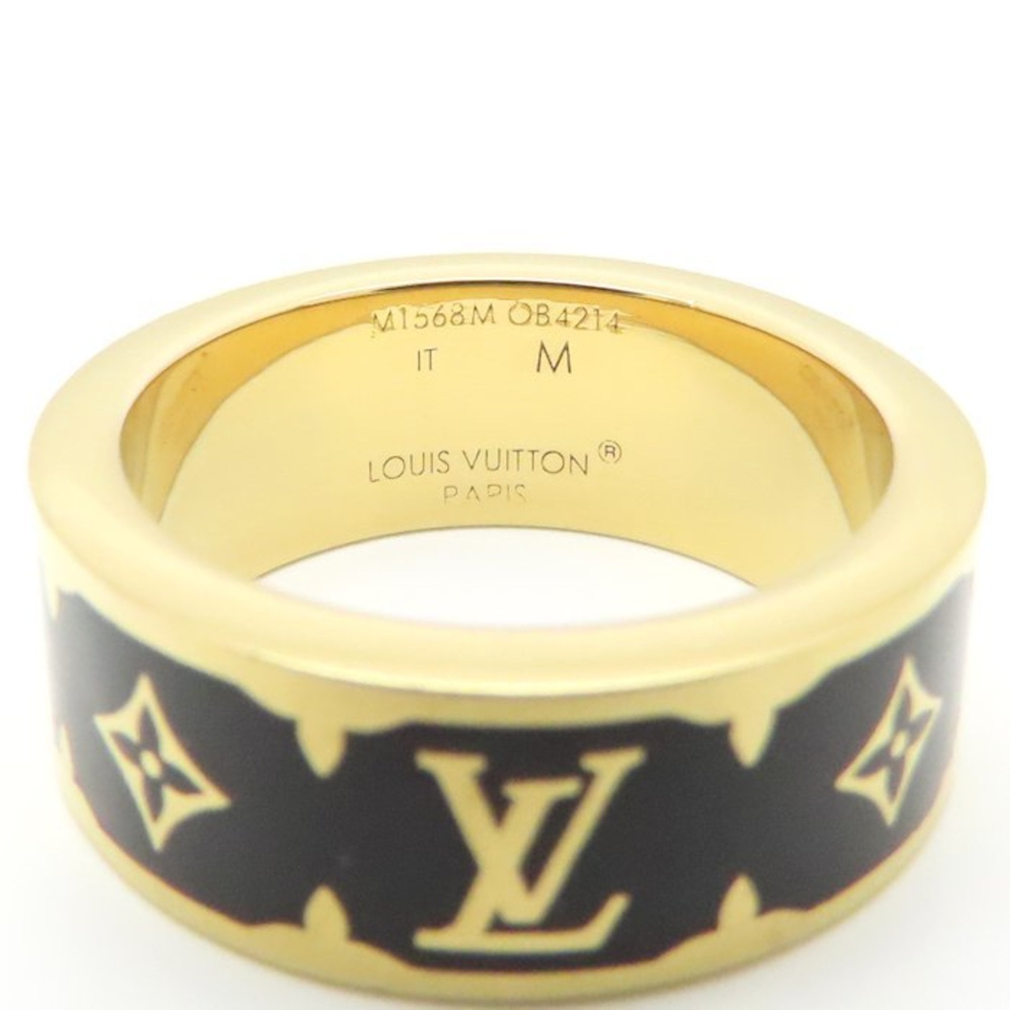 Louis Vuitton Gold Black Gold Plating Band Ring
