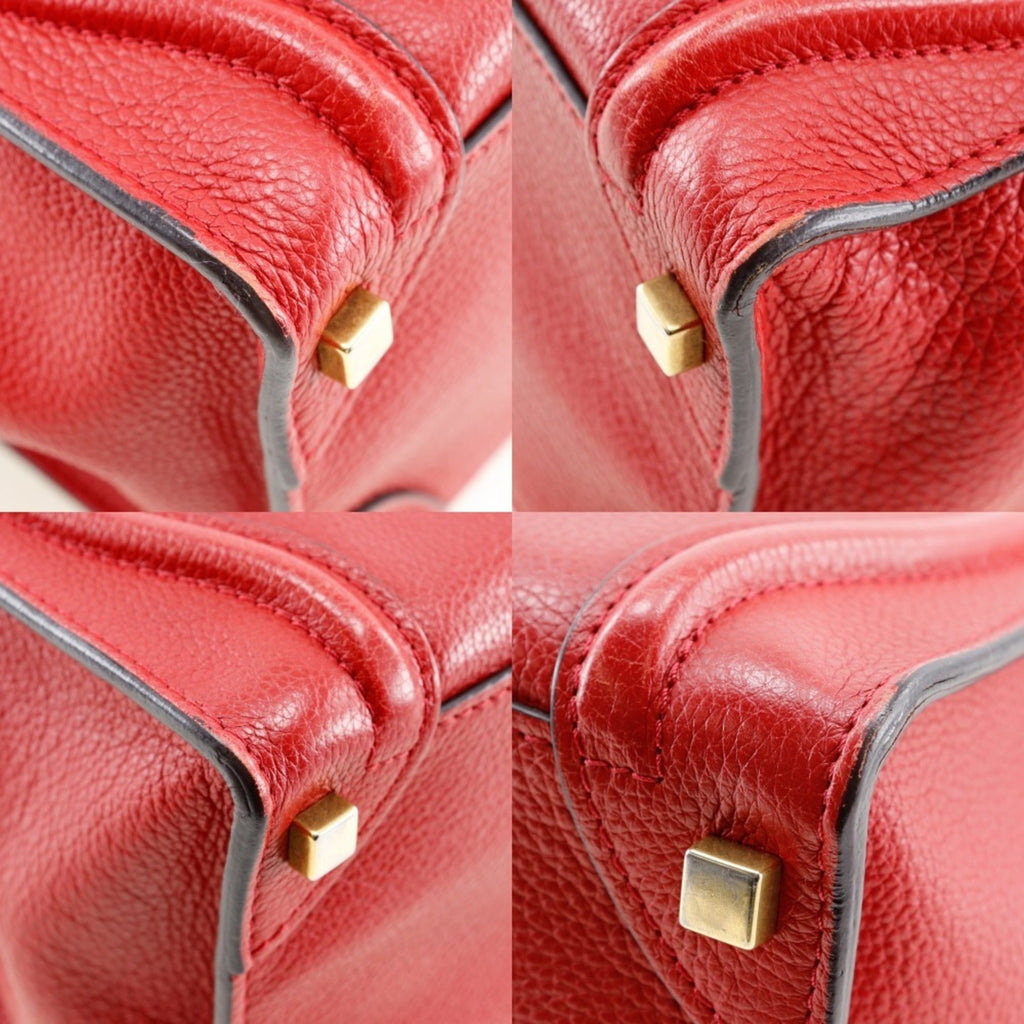 Celine Red Color Leather Handbag