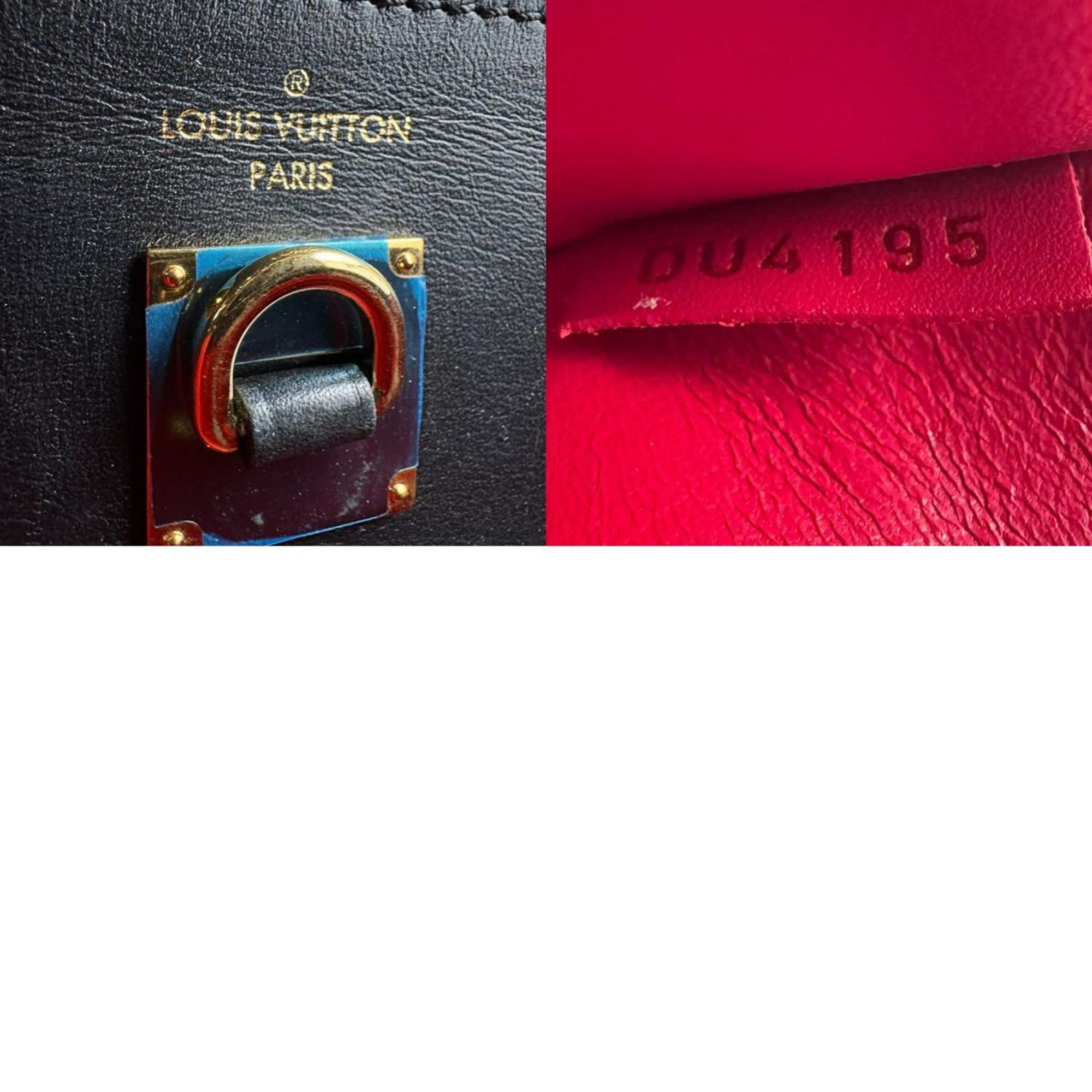 Louis Vuitton Beige Black Red Color Leather Handbag Shoulder Bag