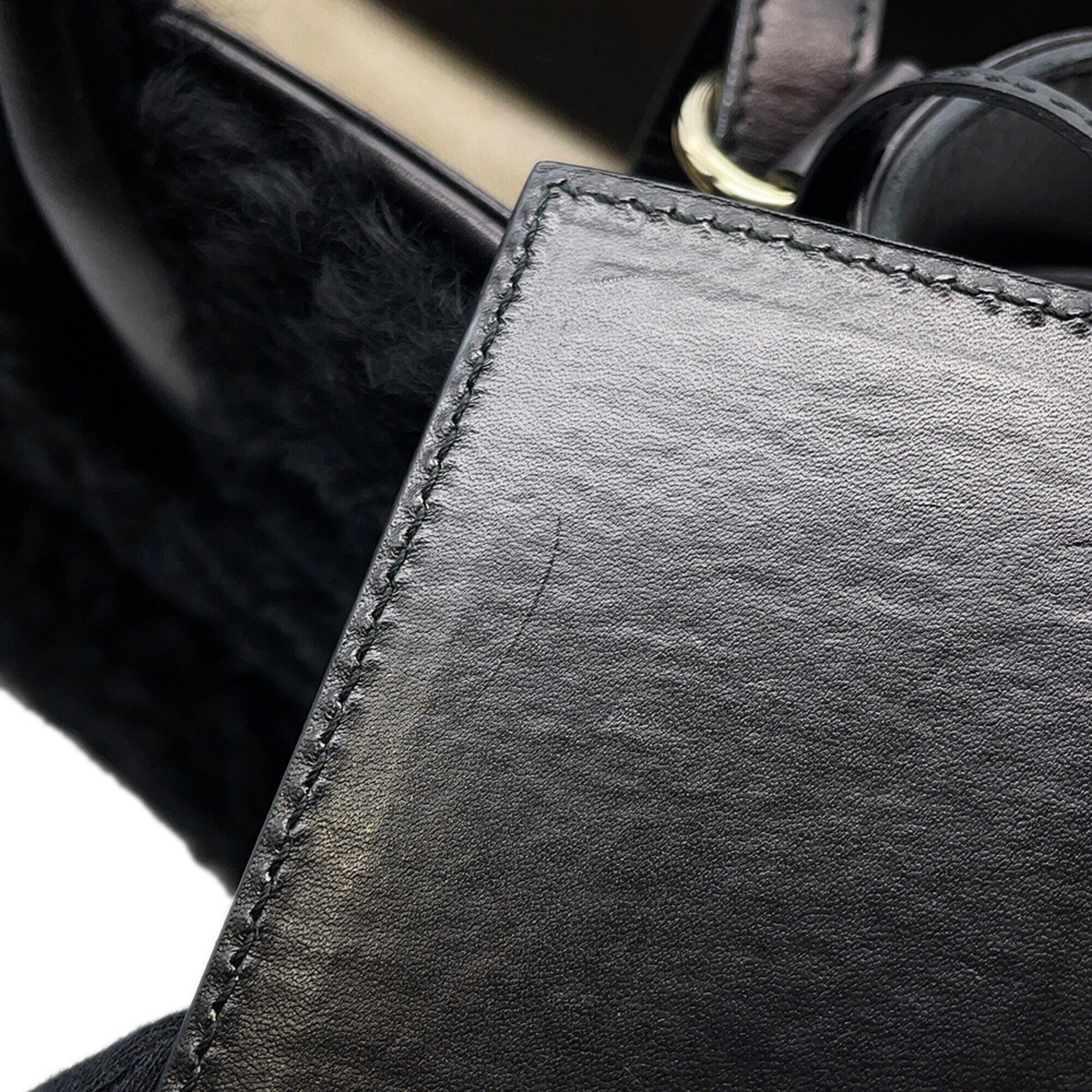 Balenciaga Black Fur Handbag Shoulder