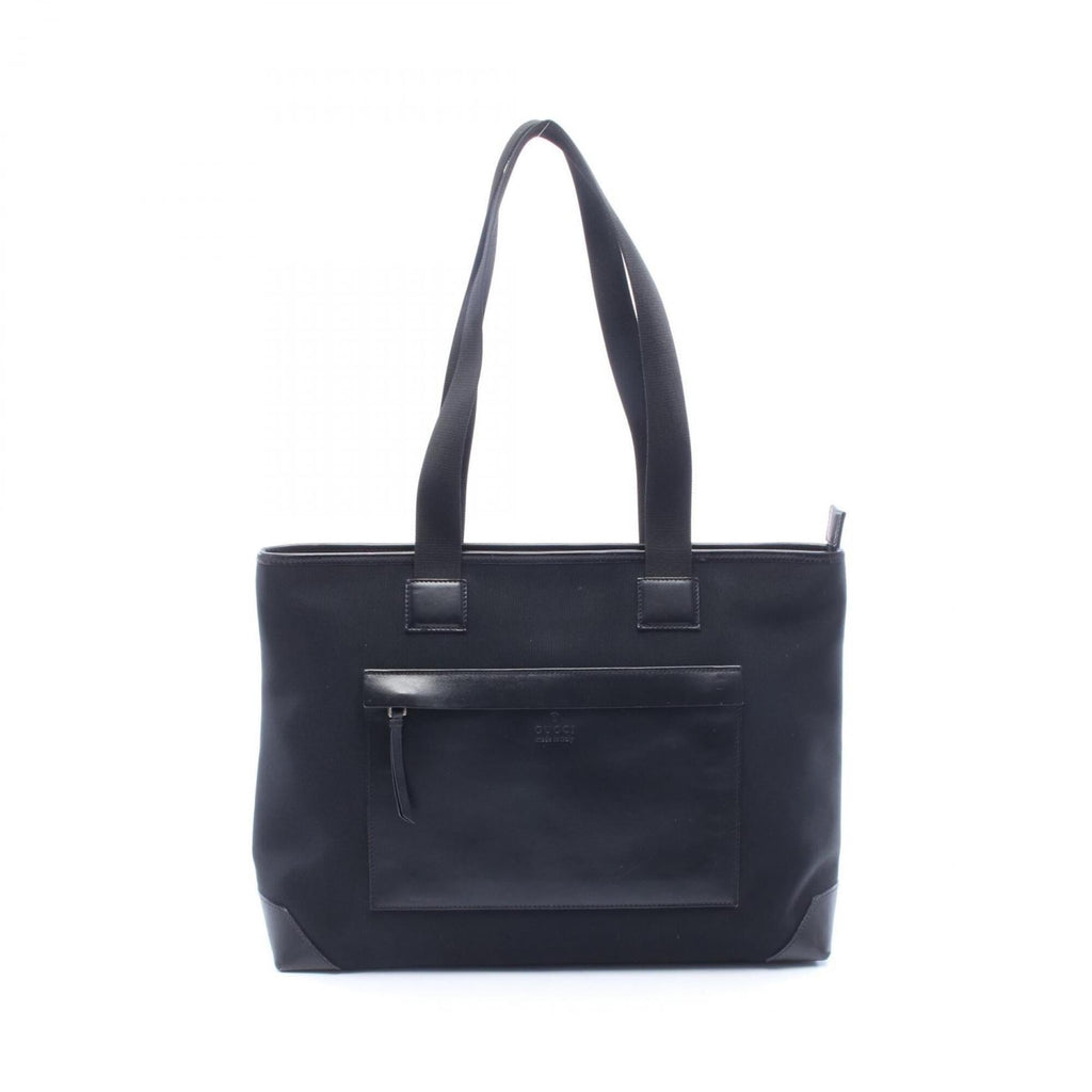 Gucci Black Canvas Leather Handbag Tote Bag (Pre-Owned)