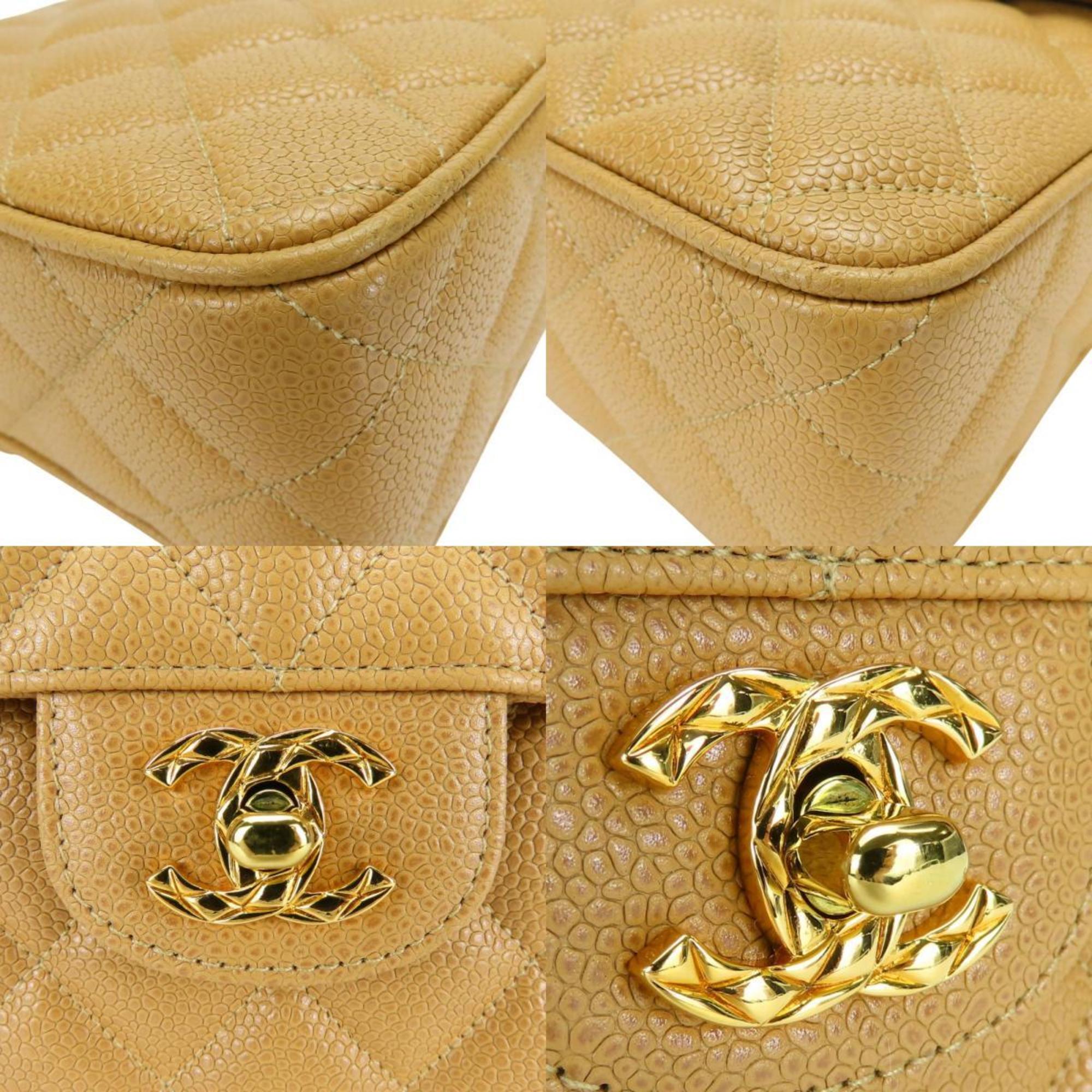 Chanel Beige Grained Calfskin Shoulder Bag