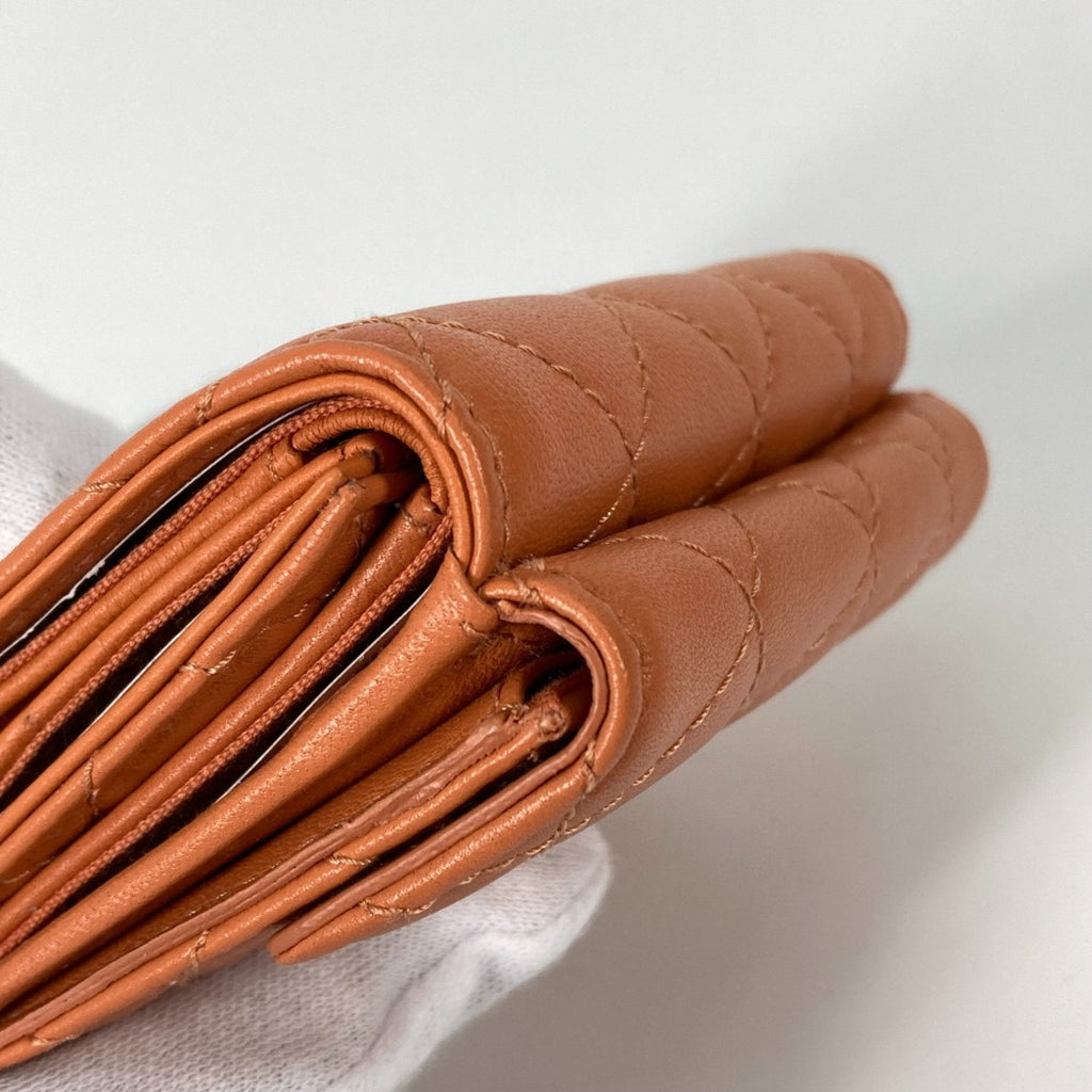 Chanel Orange Leather Wallet (Tri-Fold)